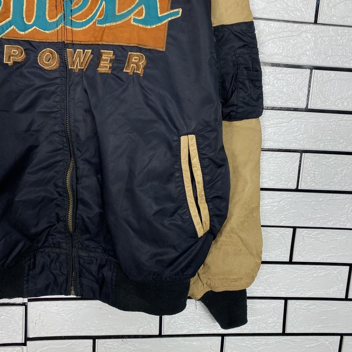 Guess 📌Vintage Bomber Leather Jacket Guess Big Logo Embroidery Size US L / EU 52-54 / 3 - 6 Thumbnail