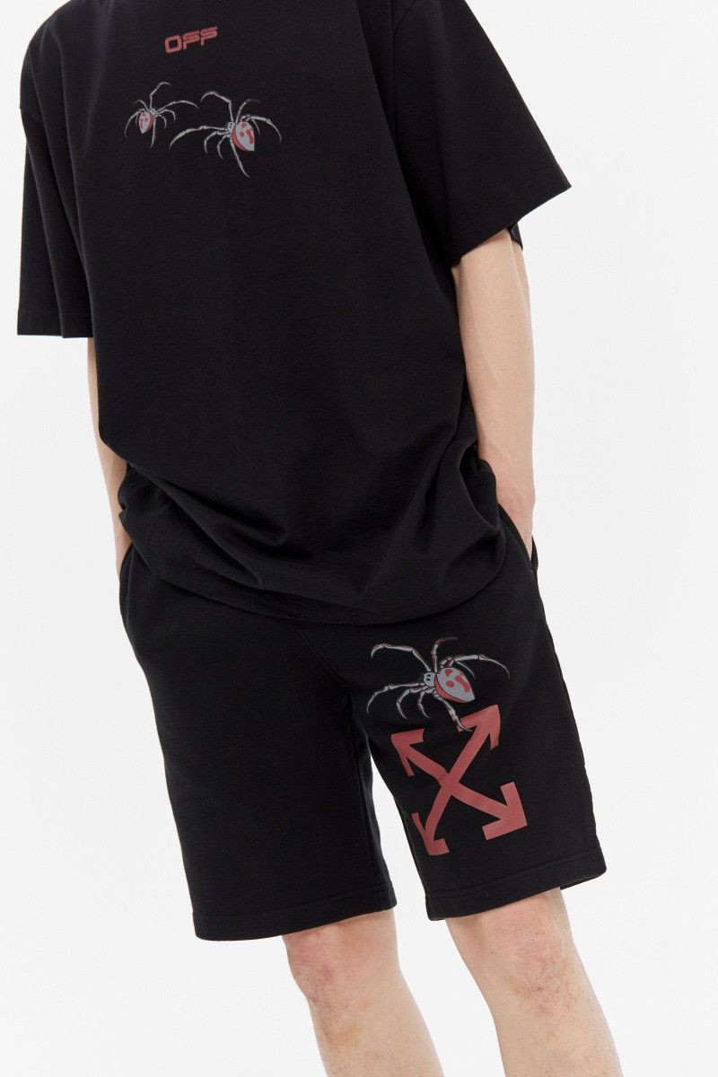 Off-White Black Arachno Spider Arrows Logo Sweatshorts Size 28" / US 6 / IT 42 - 2 Thumbnail