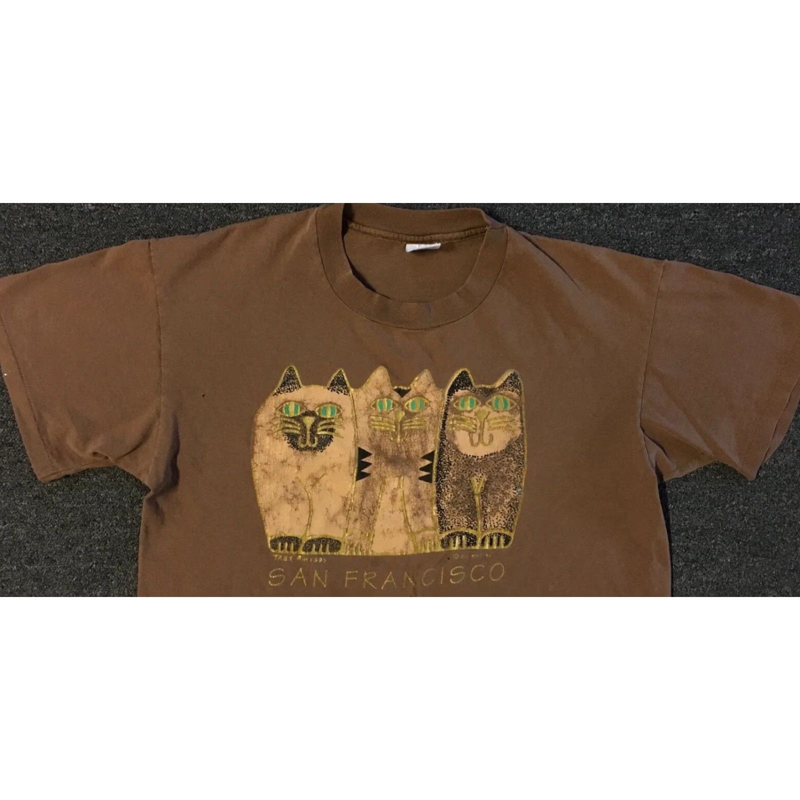 Vintage VINTAGE 90s Abstract Cat Faded Distress Shirt M L San Francisco Art Animal Grunge 80 Size US M / EU 48-50 / 2 - 5 Thumbnail
