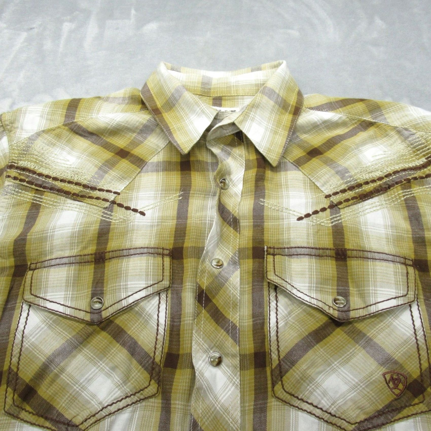 Ariat Ariat Shirt Men Medium Yellow Plaid Long Sleeve Embroidered Button-Up Western Vintage: No Size US M / EU 48-50 / 2 - 3 Thumbnail