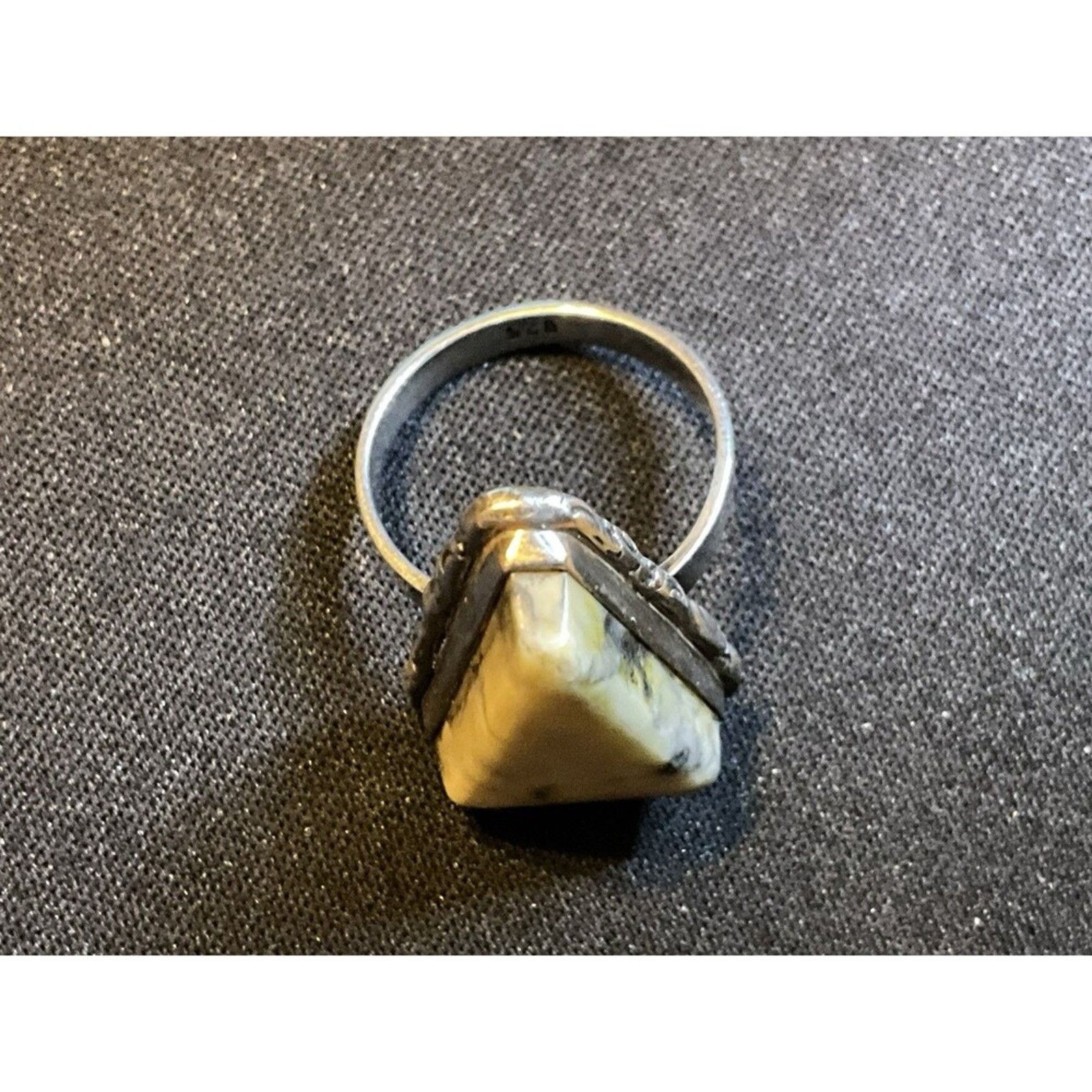 Other Size 7 925 Sterling Silver Triangle Serpentine Stone Ring Size ONE SIZE - 4 Thumbnail