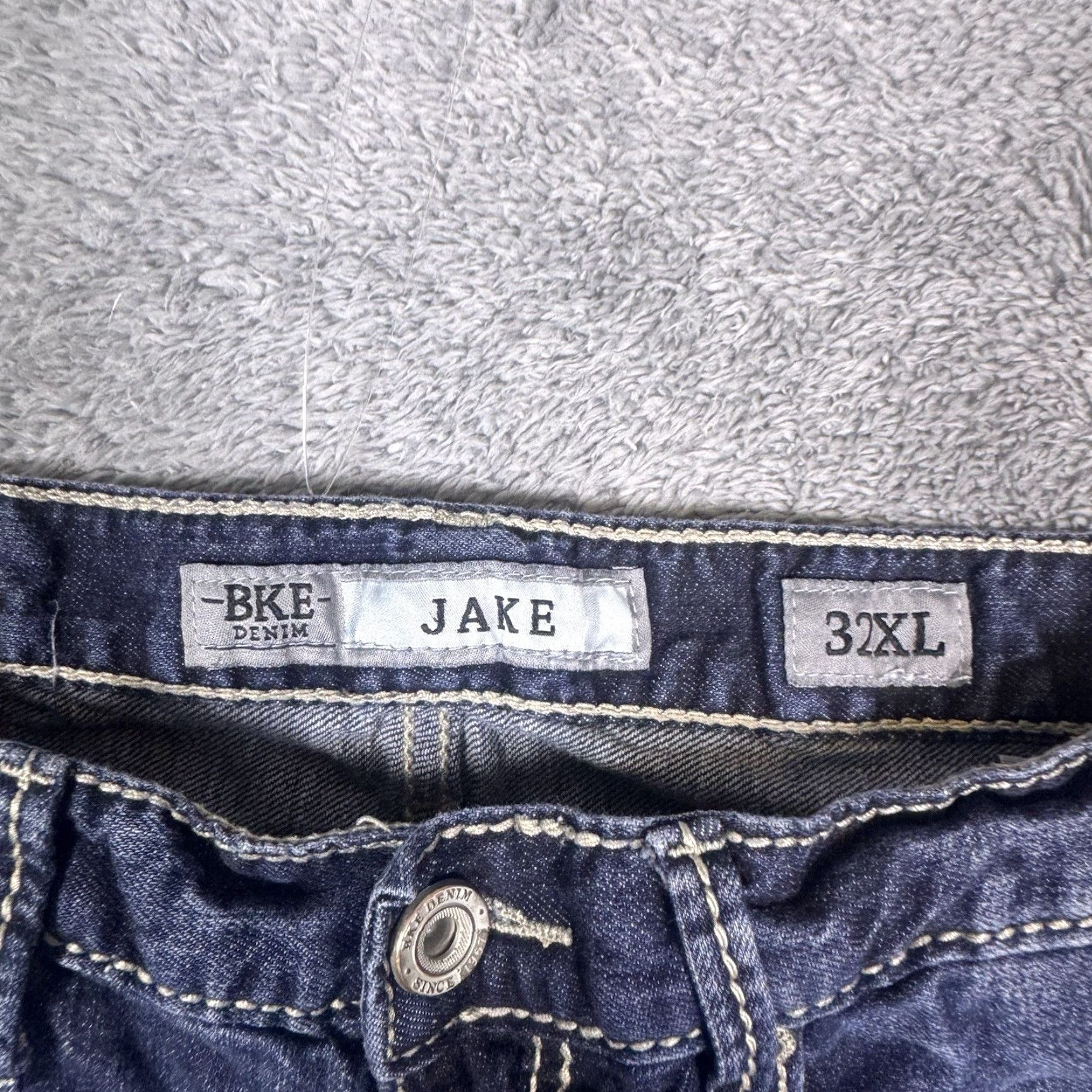Vintage BKE Jake Jeans Mens 32XL Blue Straight Dark Wash Mid Rise Whisker Stretch Denim Jeans 5-Pocket Regular Inseam 34in Size US 32 / EU 48 - 6 Thumbnail