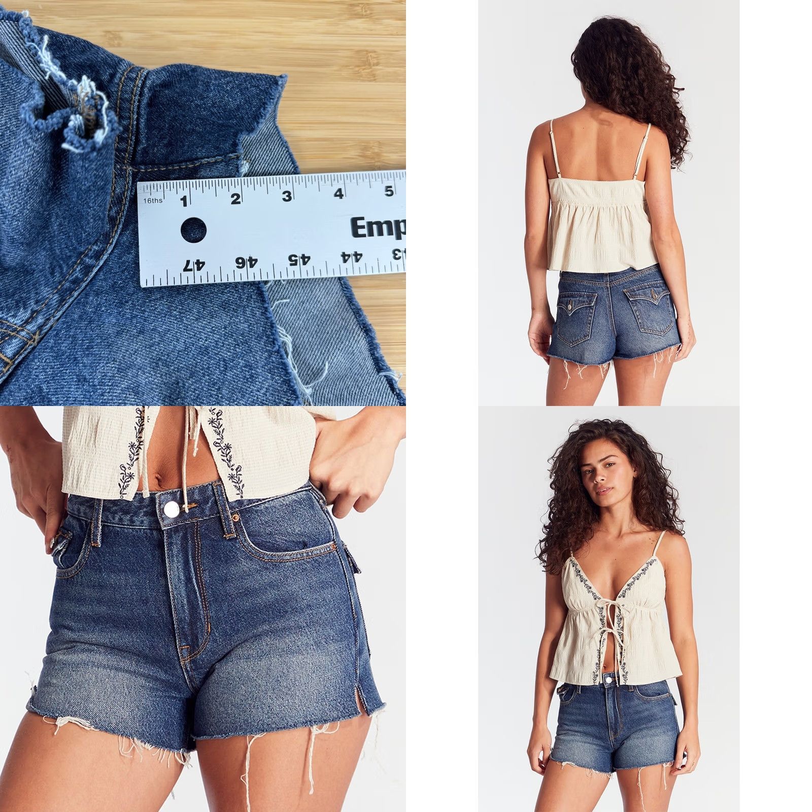 Pacsun PacSun High Rise Festival Denim Shorts Size 25 Dark Indigo Button Pocket Women 90s Size 42" / US 20 - 8 Thumbnail