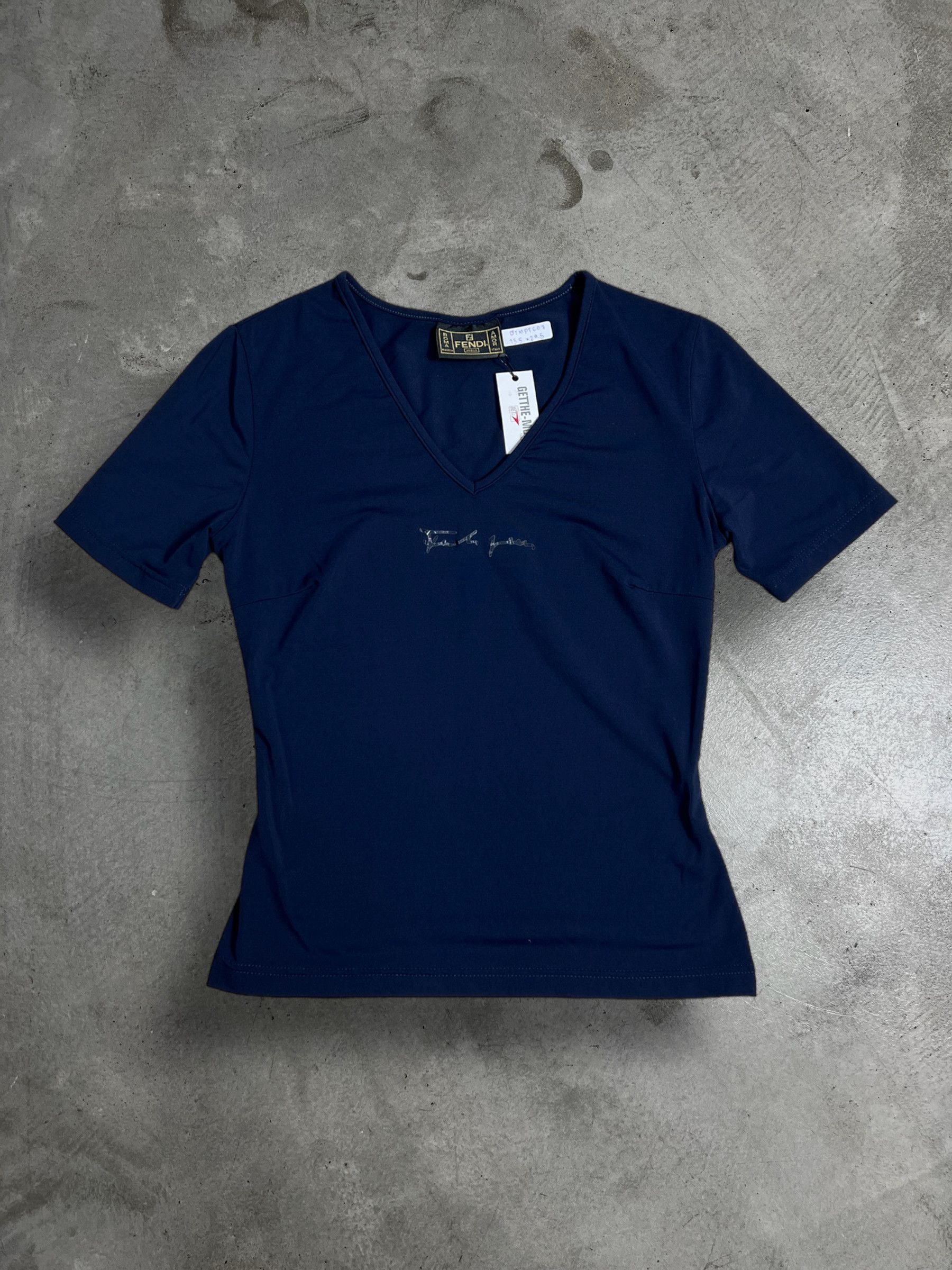 Fendi FENDI Jeans Nylon V neck Blouse (38) GTMPT607 Size XS / US 0-2 / IT 36-38 - 1 Thumbnail