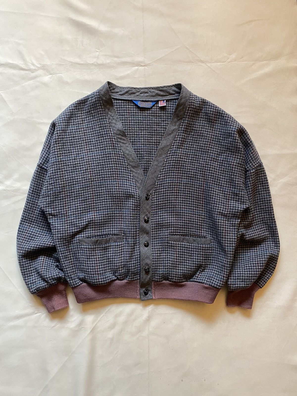 Pendleton × Vintage Pendleton Houndstooth Wool Cardigan Size US L / EU 52-54 / 3 - 1 Thumbnail