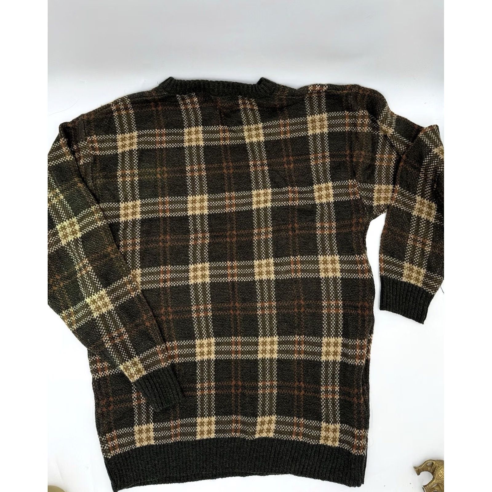 Vintage VINTAGE MunsingWear Men Brown Sweater L Crew Neck Woolless Geometric Waffle-Knit 90s Pullover All Seasons Size US L / EU 52-54 / 3 - 4 Thumbnail