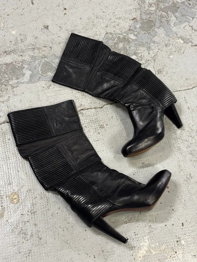 Premiata Premiata Black Geometrical High Heels Leather Boots Size US 6 / IT 36 - 3 Thumbnail