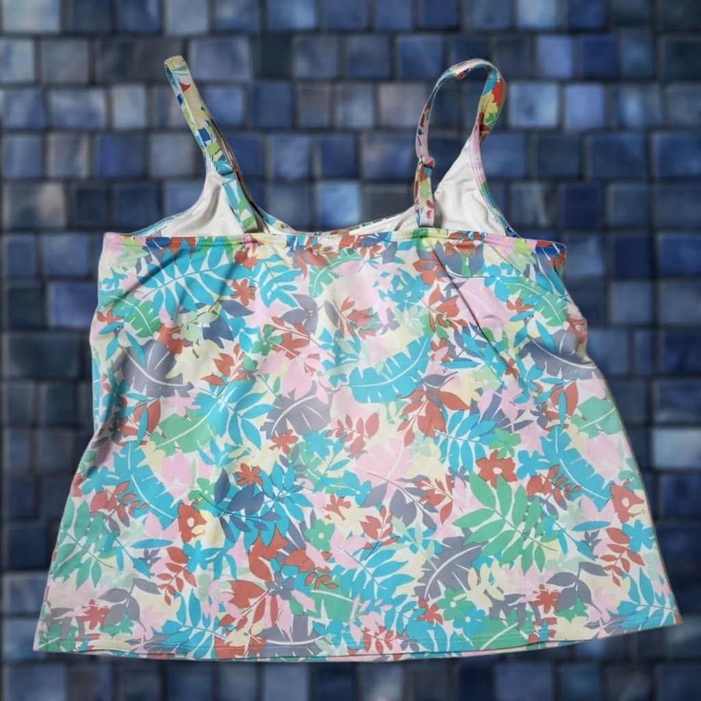 Lands' End Lands End Tankini Underwired Built-In Bra Floral multicolor 18 Women Tankini Top Size XXL / US 16-18 / IT 52-54 - 1 Thumbnail