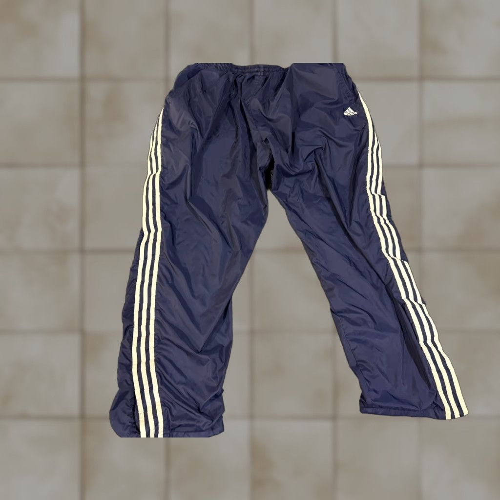 Adidas VINTAGE adidas Track Pants Mens 2XL Blue Stripe Tear Away Snap 90s Boys Girls Mens? Size US 39 - 1 Thumbnail