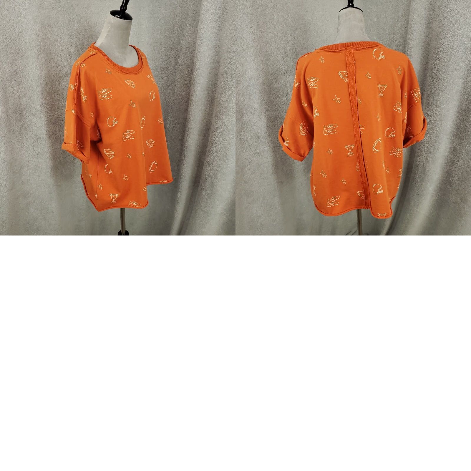 Whistles UMGEE Blouse Womens L Orange Football Graphic Sweater Helmets Trophy Whistle Size L / US 10 / IT 46 - 8 Thumbnail