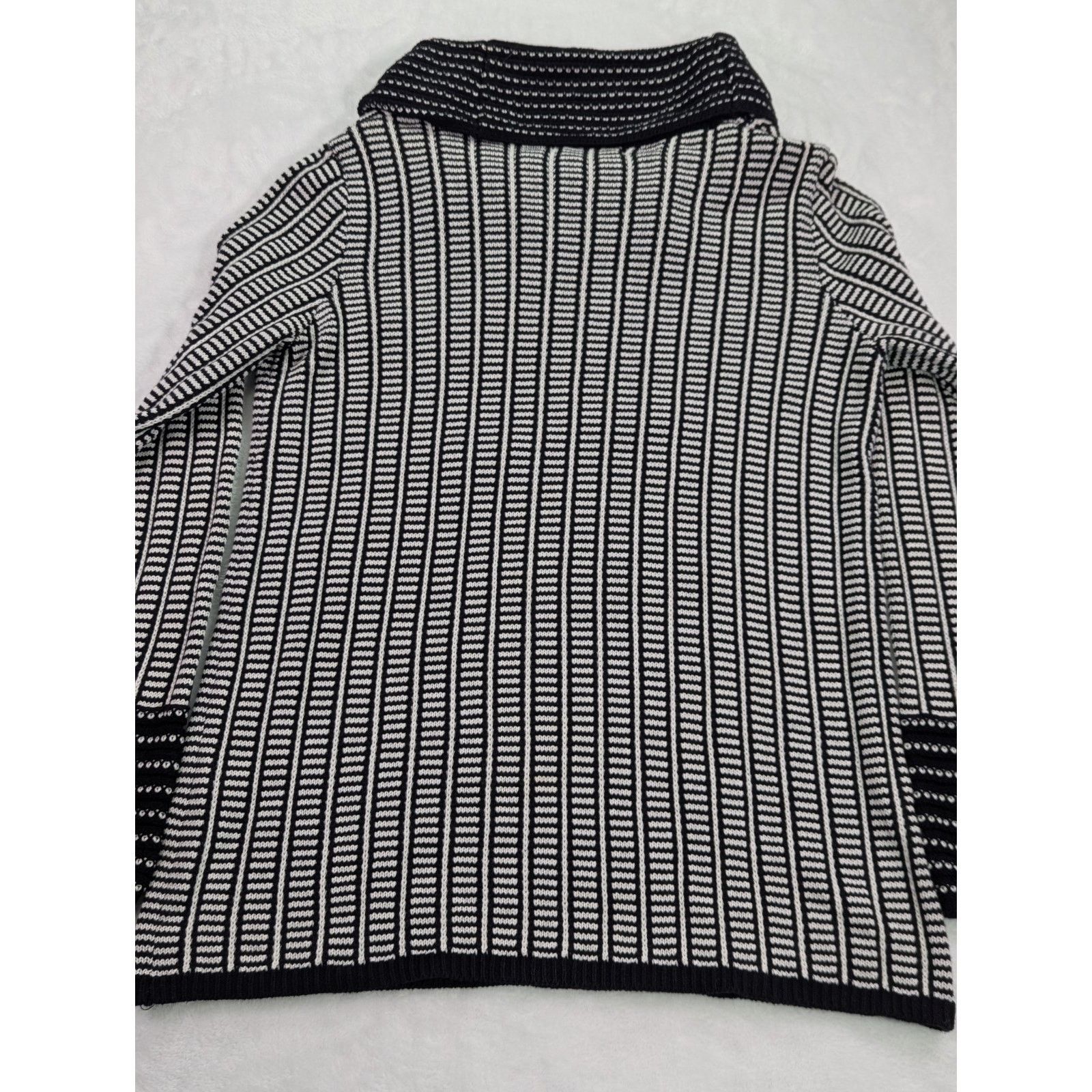 Calvin Klein Large Black & White Pattern Cowl Neck Sweater Size L / US 10 / IT 46 - 11 Thumbnail