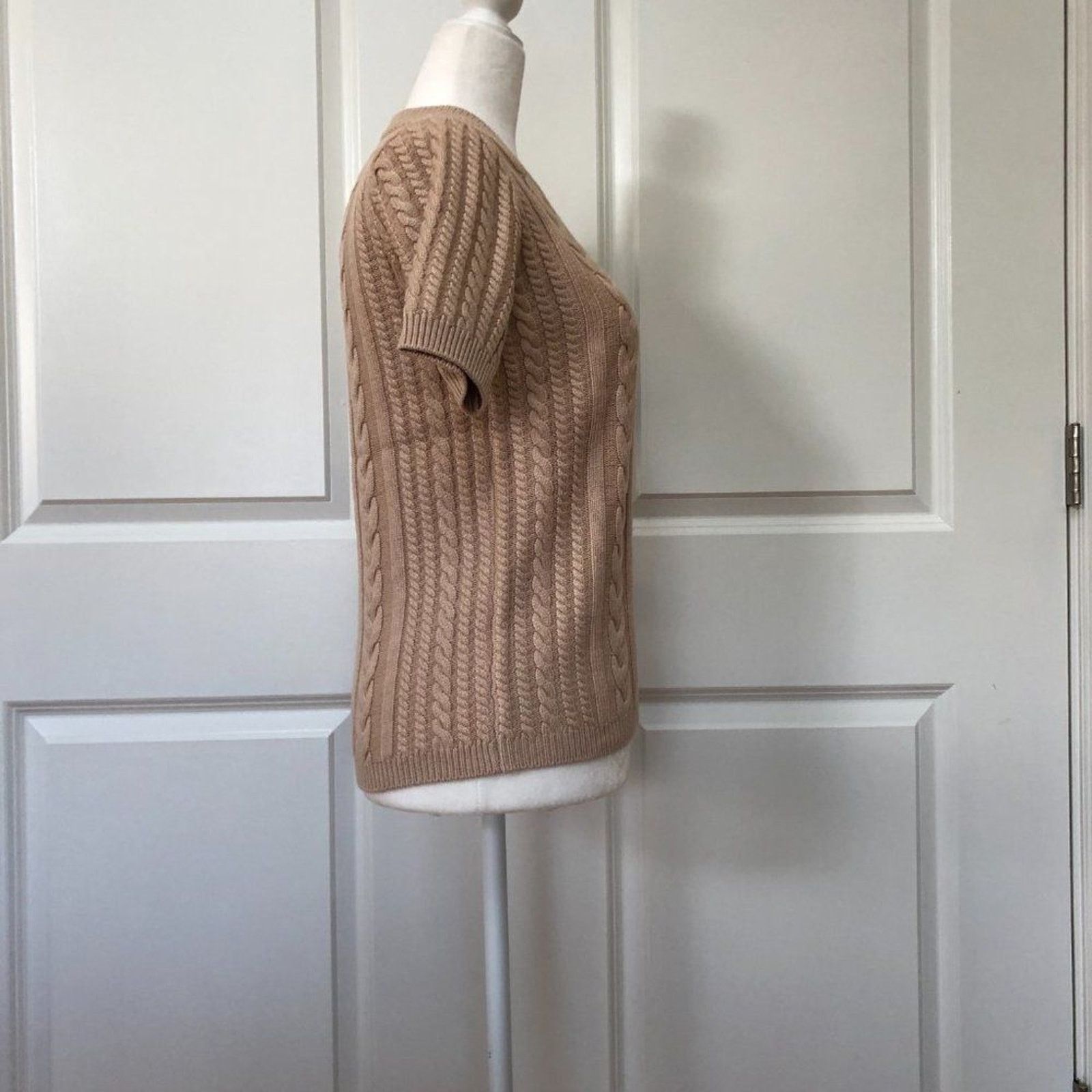 Magaschoni Short Sleeve Cable Knit Sweater from Magaschoni Size XS / US 0-2 / IT 36-38 - 3 Thumbnail