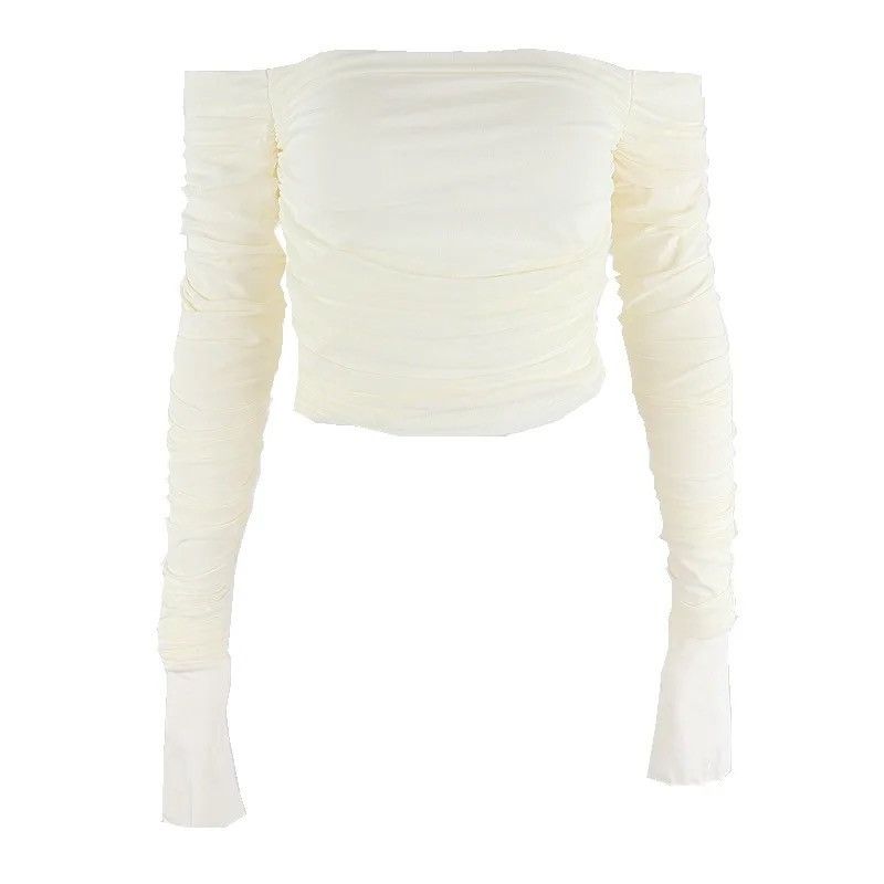 Other Women Patchwork Crop Top Long Sleeve Off Shoulder Shirt Size S / US 4 / IT 40 - 6 Thumbnail