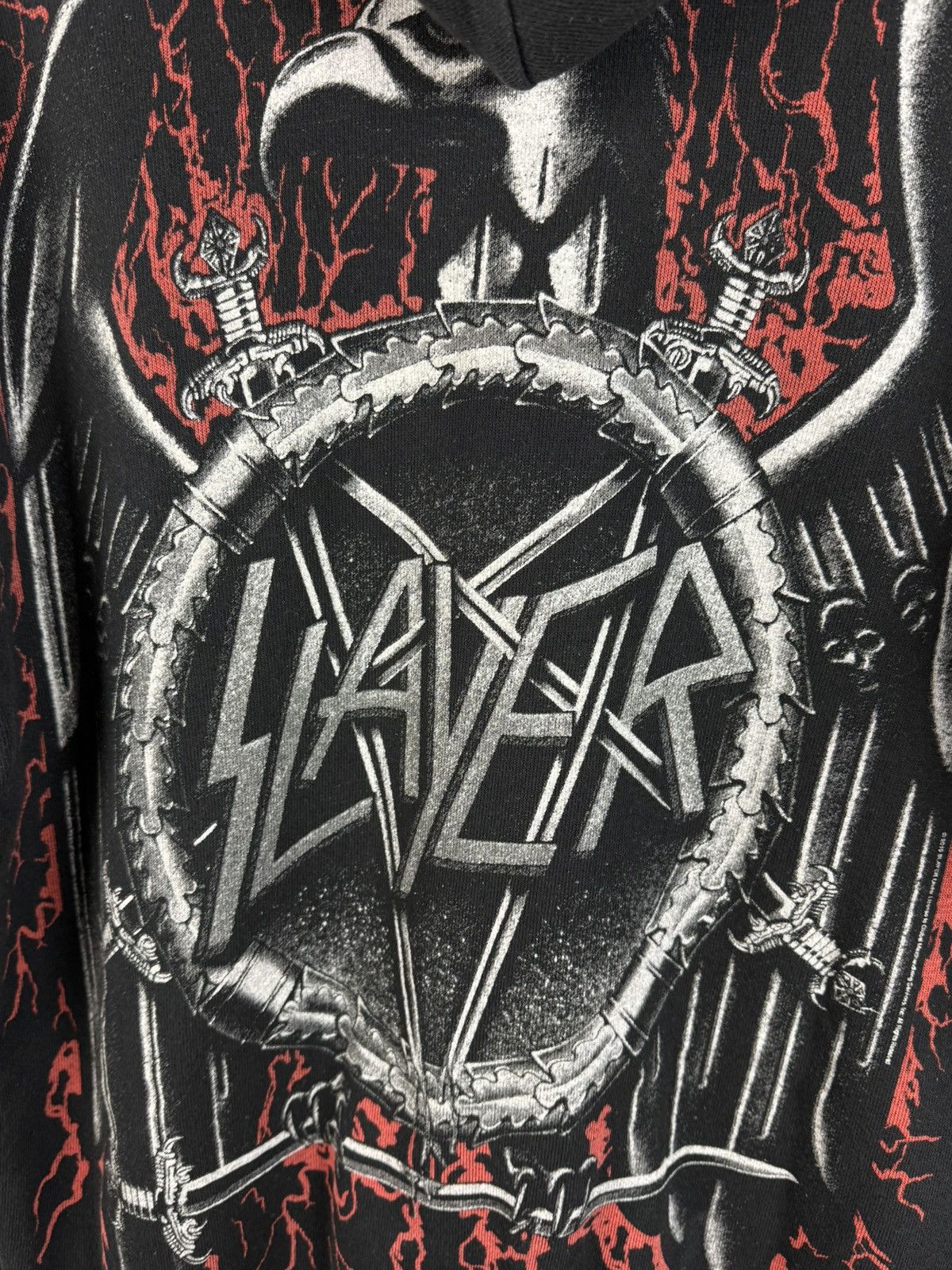 Band Tees Vintage Slayer 2015 AOP Eagle Thrash Metal Band Zip Hoodie Size US L / EU 52-54 / 3 - 7 Thumbnail