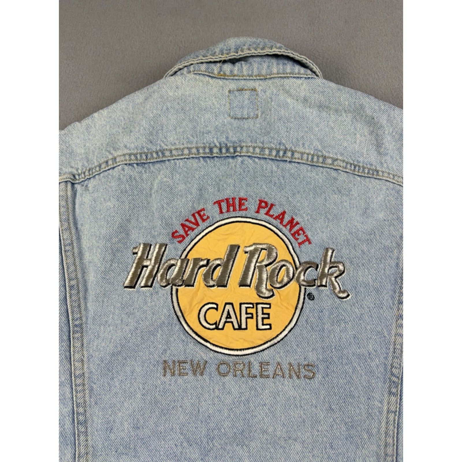Lee VINTAGE Lee Denim Jacket Men’s M Blue 90s New Orleans Hard Rock Cafe Embroidered Bomber USA Button Size US M / EU 48-50 / 2 - 6 Thumbnail