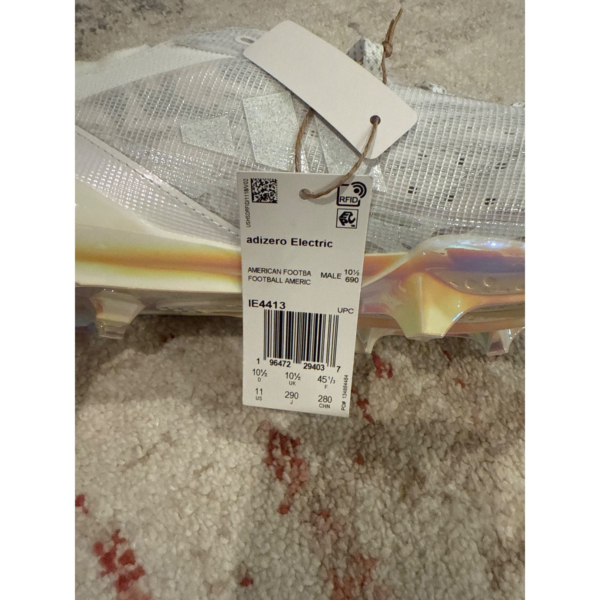 Adidas Size 11 - Adizero Electric Speed 'Juice Pack - White' Footba Size US 11 / EU 44 - 8 Thumbnail