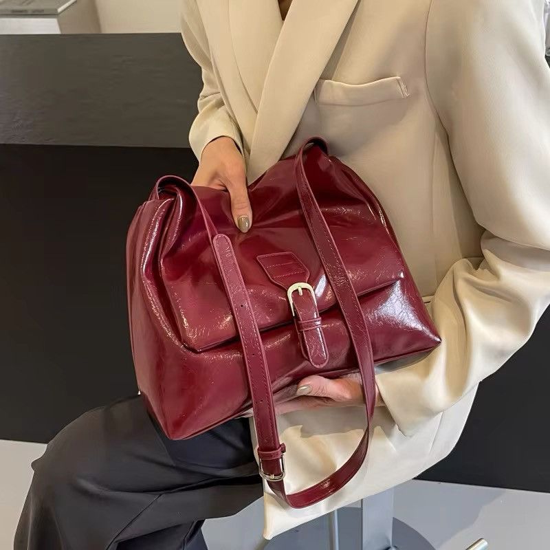 Retro Vintage 90S Trendy Burgundy Shoulder Bag in Red, Women's