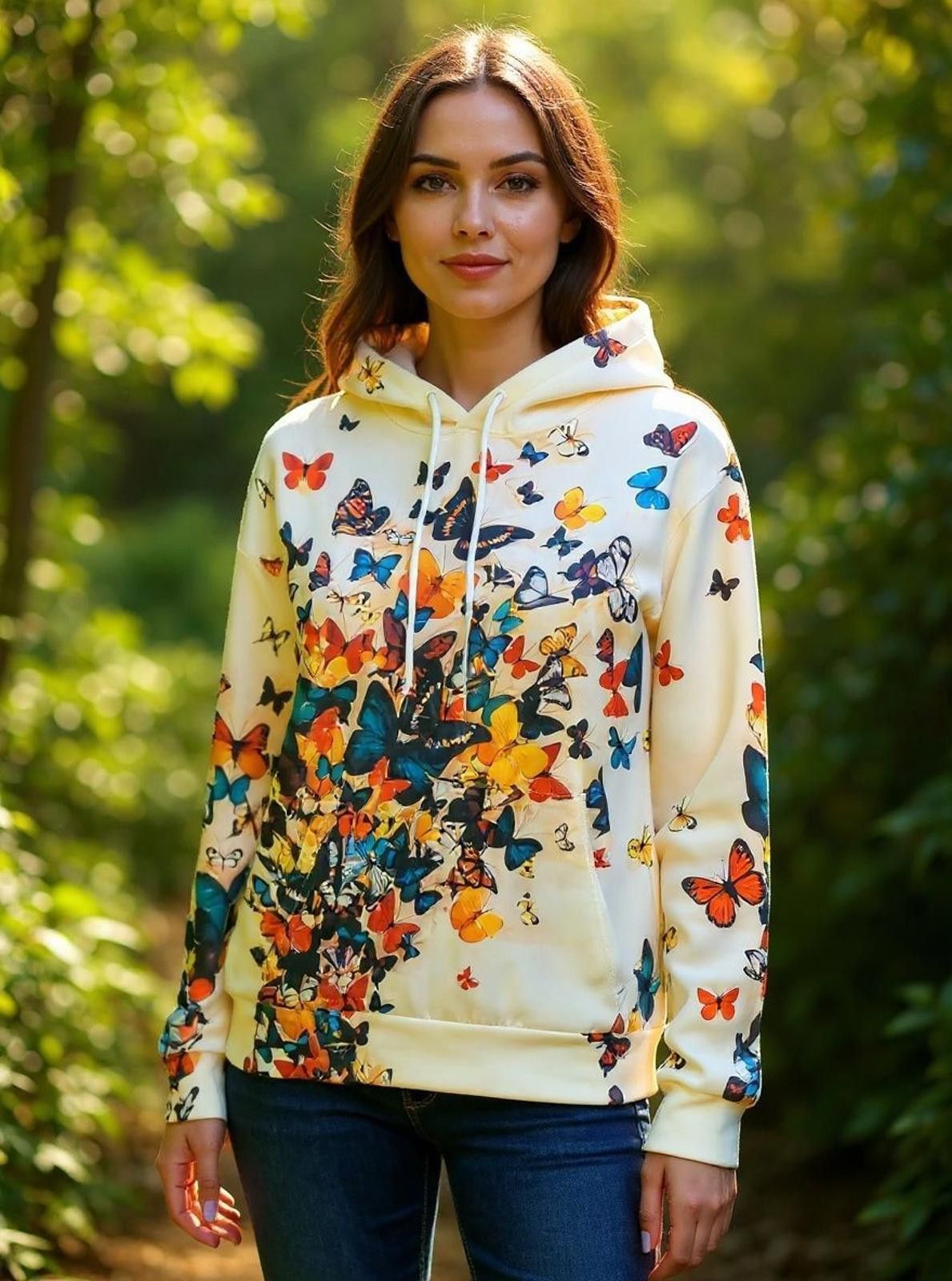 Other Butterfly Print Women's Hoodie Sweatshirt Size L / US 10 / IT 46 - 1 Thumbnail