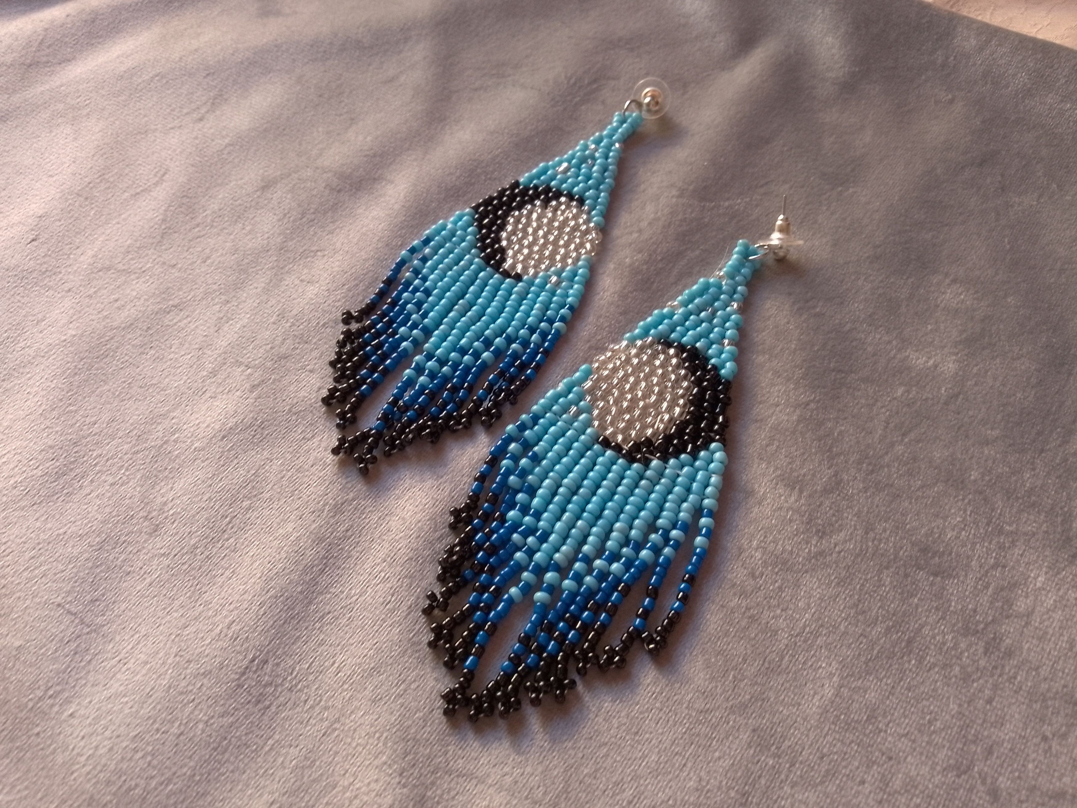Handmade Earrings Blue Extra Long Bangs Moon Unique Size ONE SIZE - 1 Thumbnail