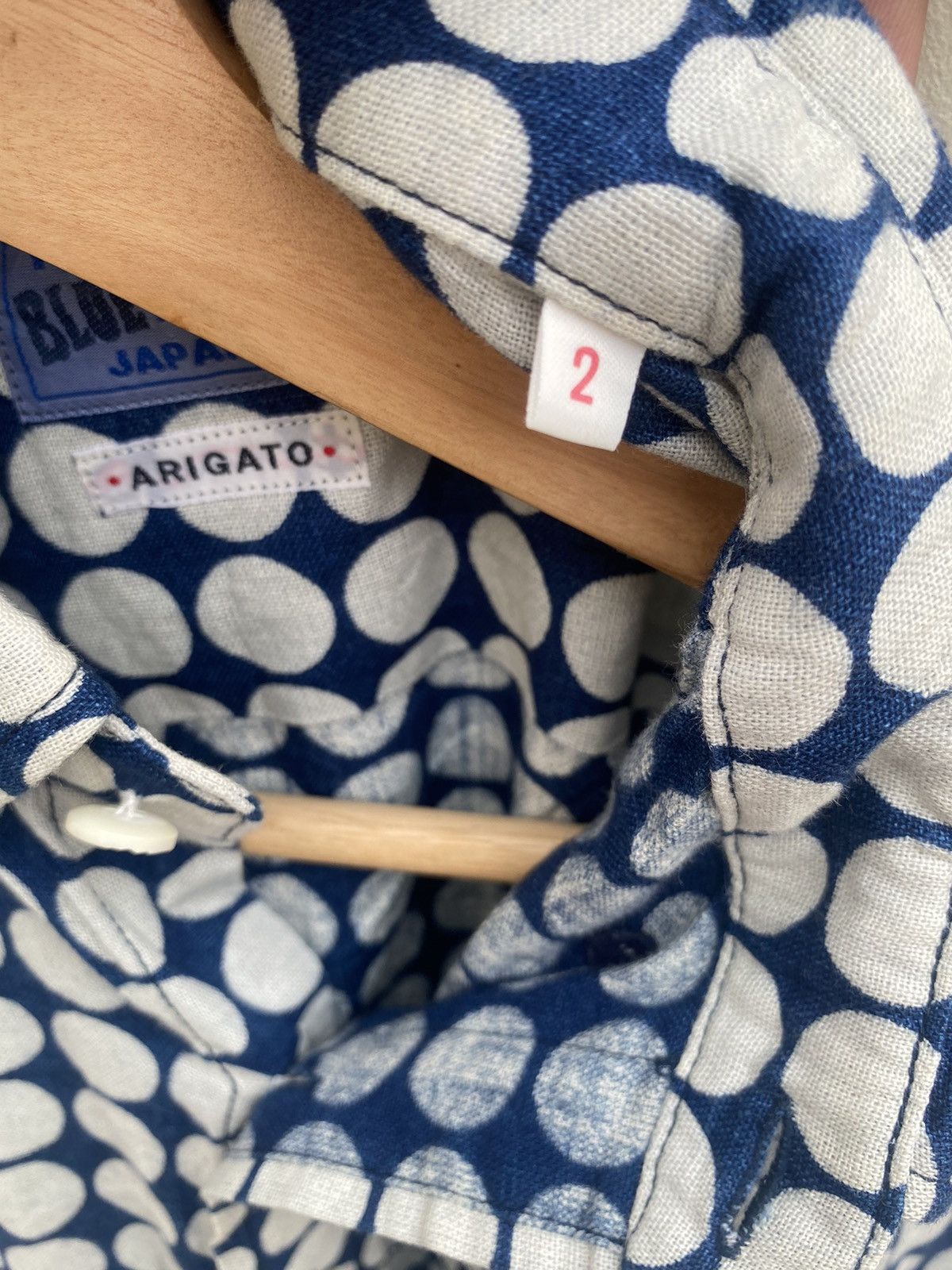 Tornado Mart 2000s Blue Blue Japan - Pure Indigo Dye Polkadot Shirt Size US M / EU 48-50 / 2 - 5 Thumbnail