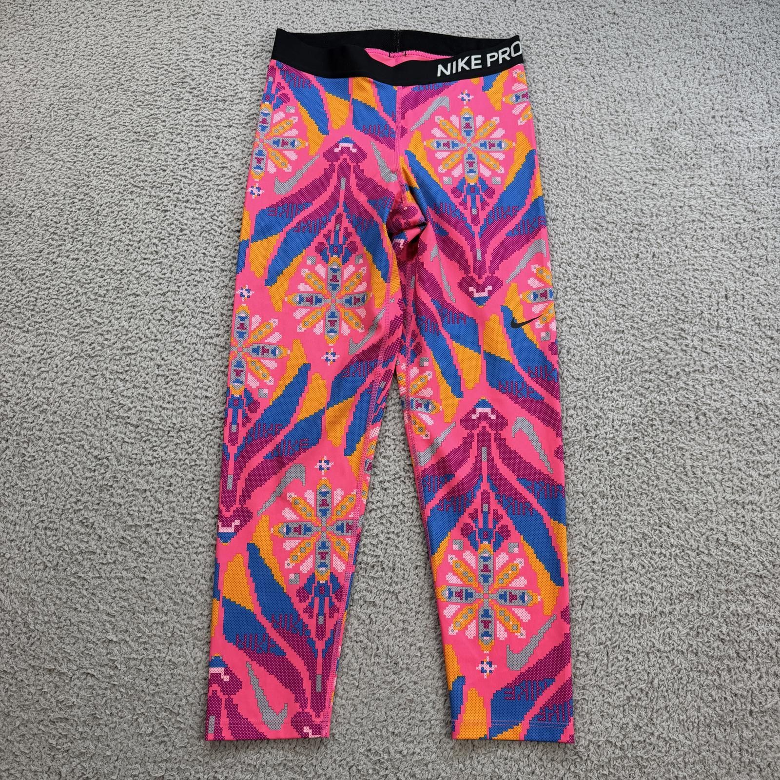 Nike Nike Pro Dri Fit Pink Multicolor Compression Leggings Womens Size 28" / US 6 / IT 42 - 1 Thumbnail