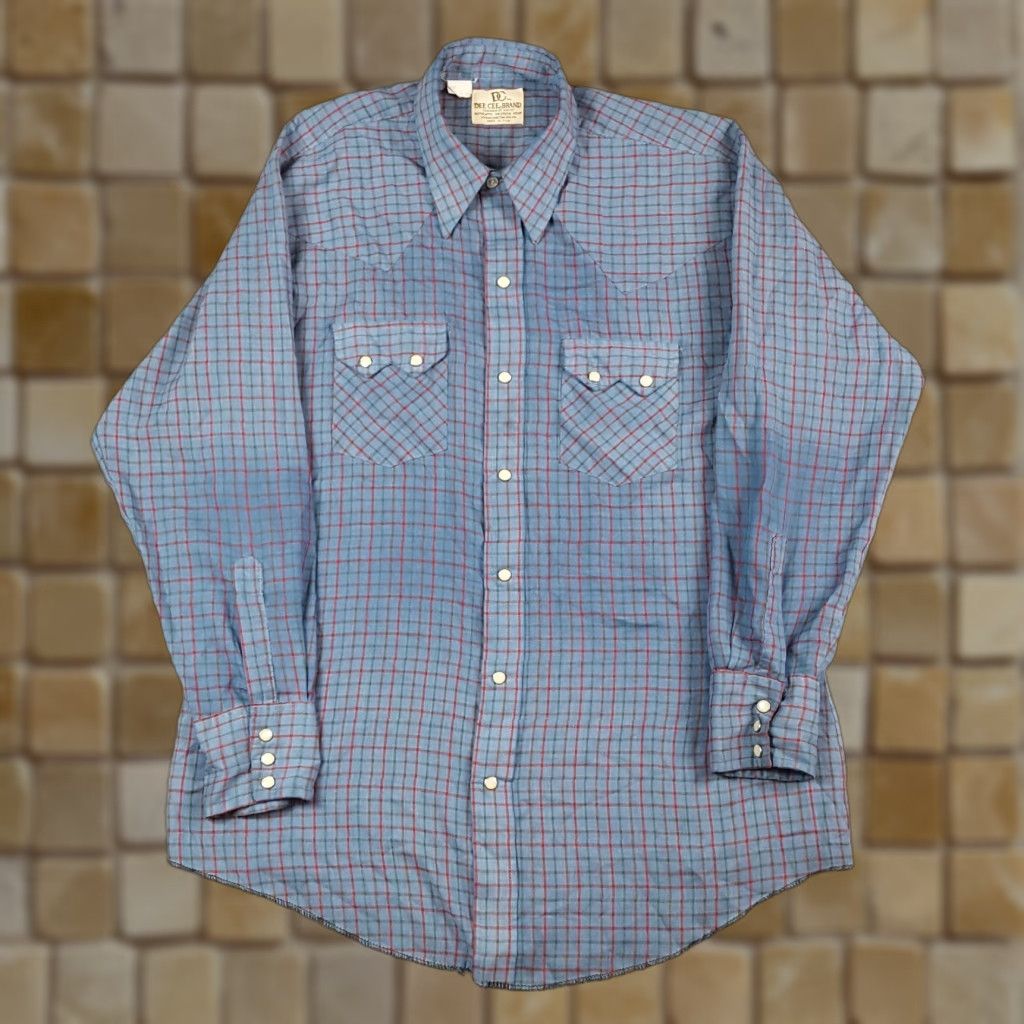 Vintage VINTAGE Dee Cee Faded Western Pearl Snap Size L Button-Up Cowboy Rockabilly Shirt Size US L / EU 52-54 / 3 - 1 Thumbnail