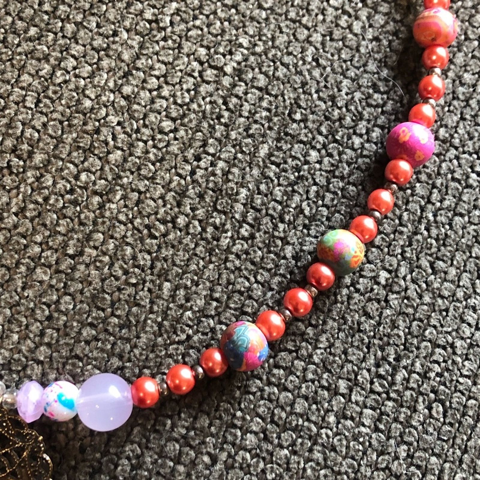 Handmade Handcrafted repurpose rose Czech glass Pearl necklace Size ONE SIZE - 9 Thumbnail