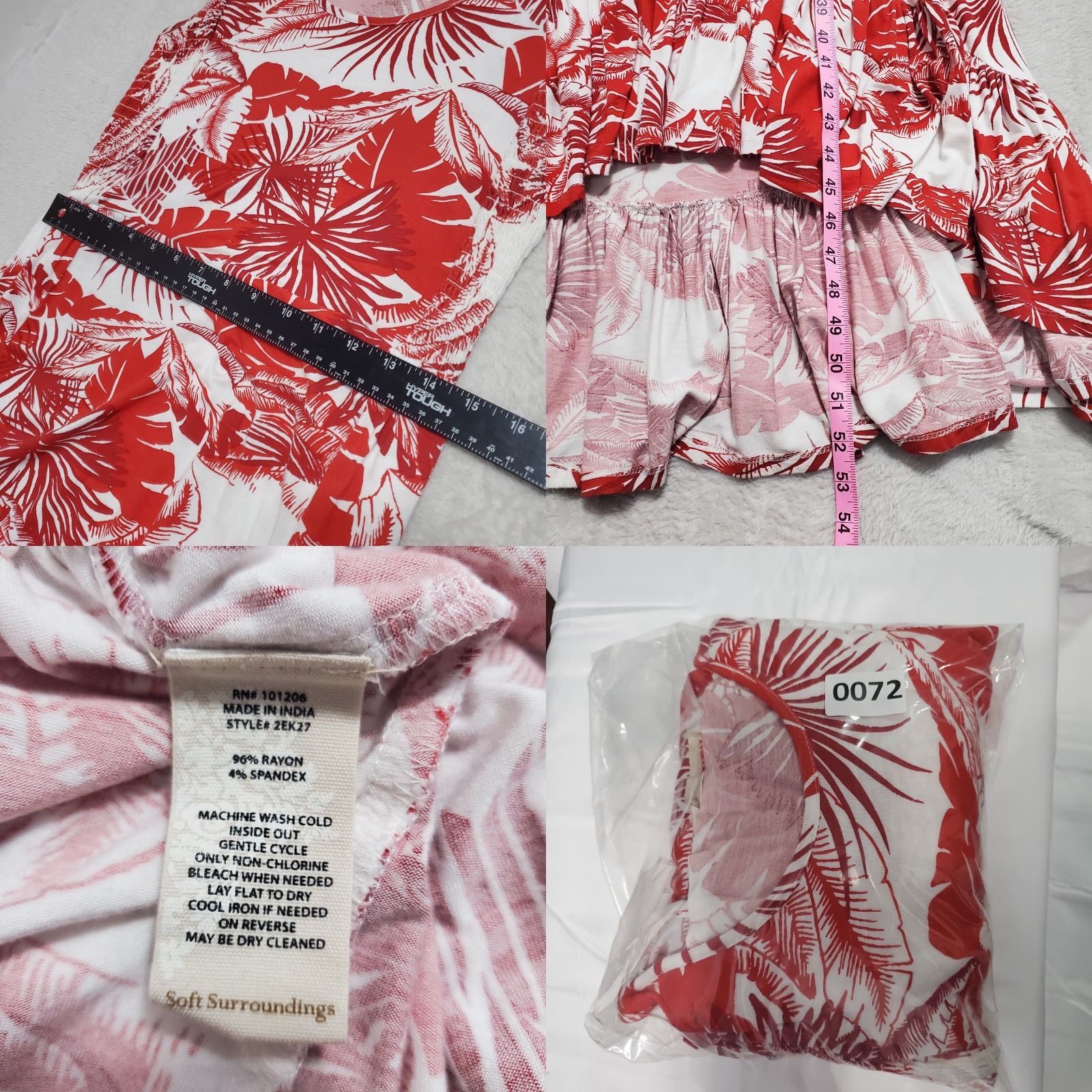 Soft Surroundings Soft Surroundings Maxi Dress M Red White Lilo Palm Print Stretch Tropical Resort Dress Women's Summer Beach Hawaii Size M / US 6-8 / IT 42-44 - 8 Thumbnail
