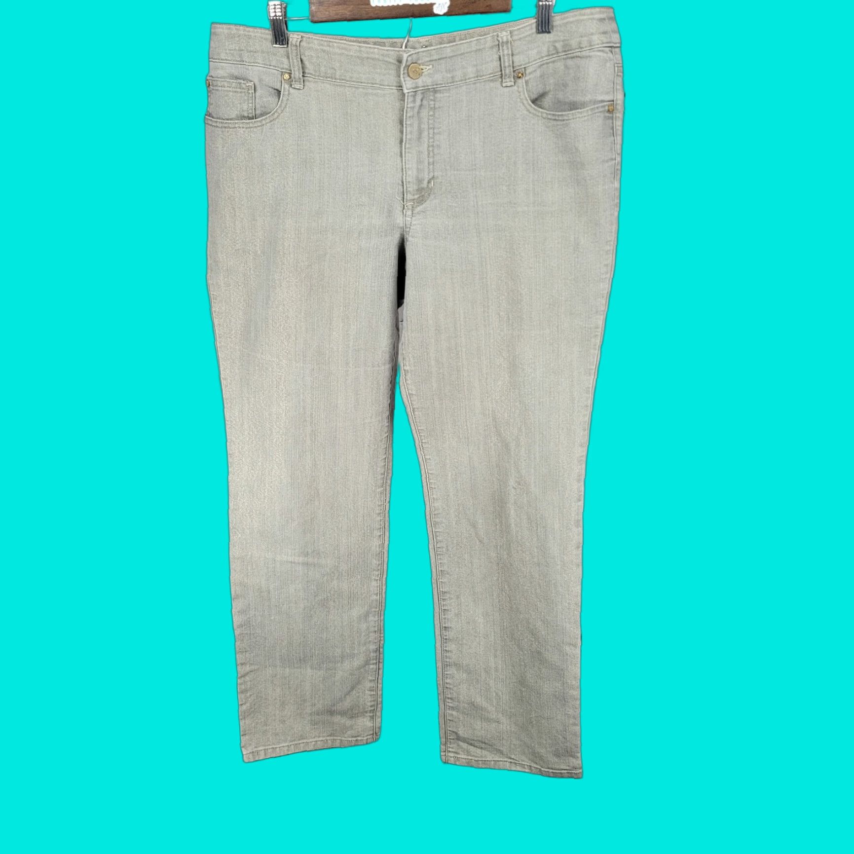 Vintage Chico's Jeans Slim Leg Mid Rise 3 US 16 Platinum Shimmer Ultimate Fit (36x29) Size 26" / US 2 / IT 38 - 1 Thumbnail