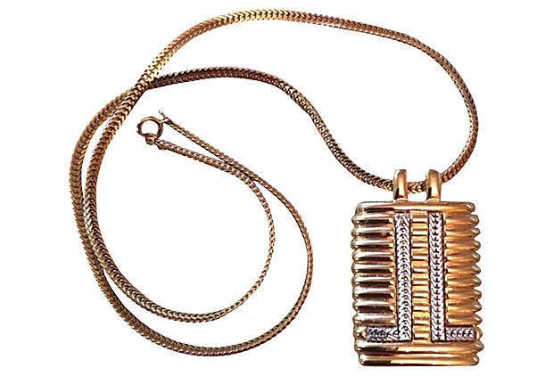 Lanvin Lanvin Retro Paris Two-Tone LL Monogram Pendant Necklace Size ONE SIZE - 1 Thumbnail