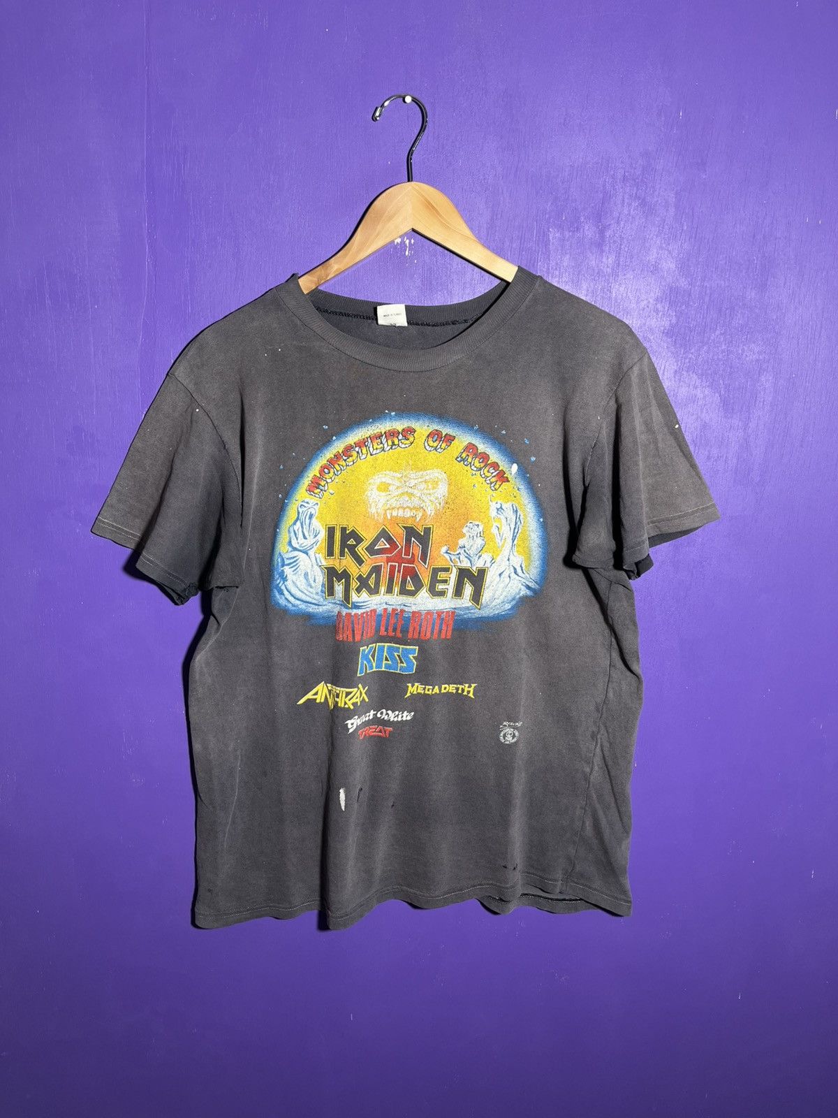 Band Tees × Vintage Vintage 1988 Iron Maiden monsters of rock euro tour tee Size US L / EU 52-54 / 3 - 1 Thumbnail