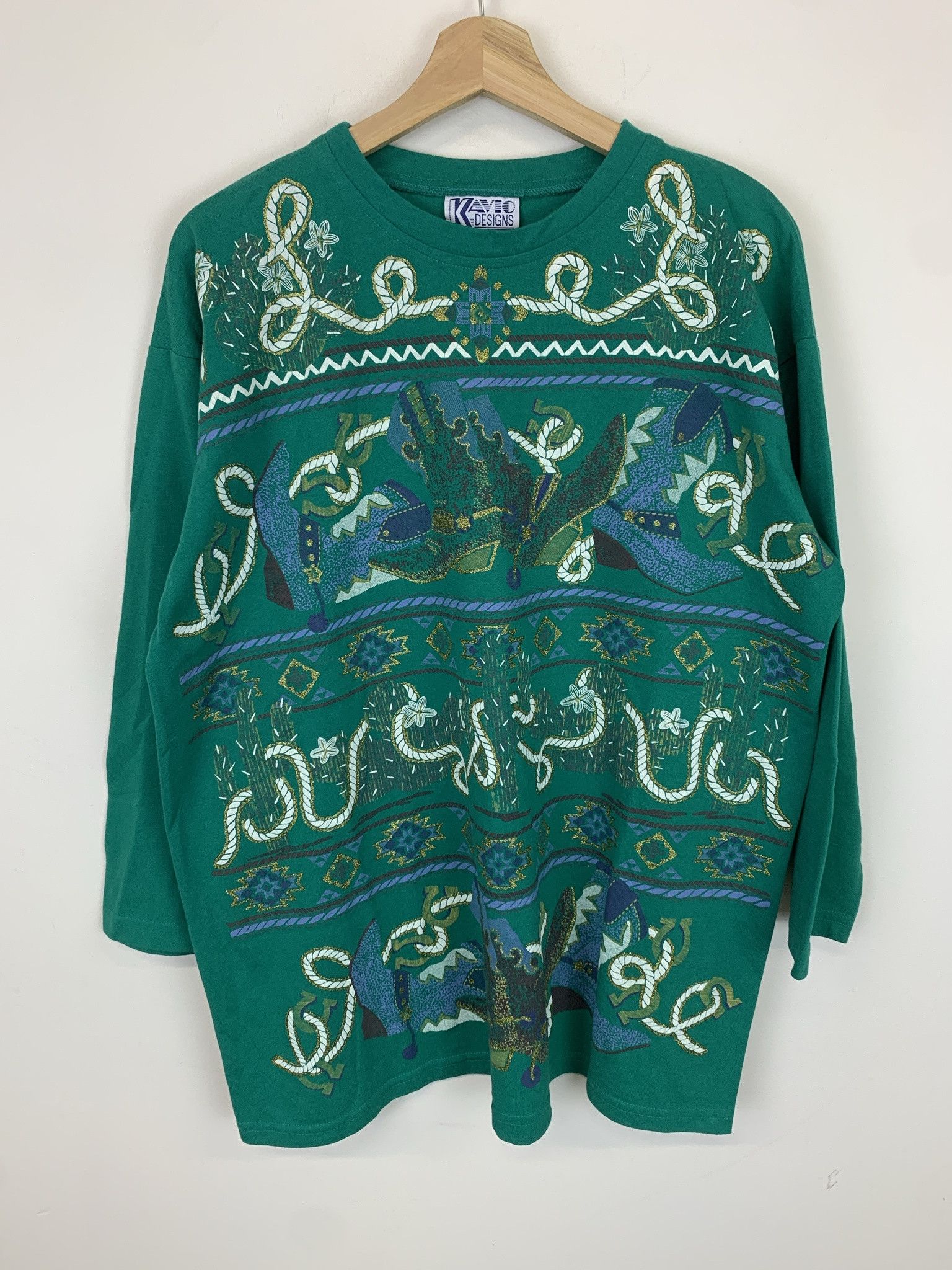 Vintage Vintage All Over Art Print Horse Shoe Cowboy Boot Longsleeve Size L (OS) Size US L / EU 52-54 / 3 - 1 Thumbnail