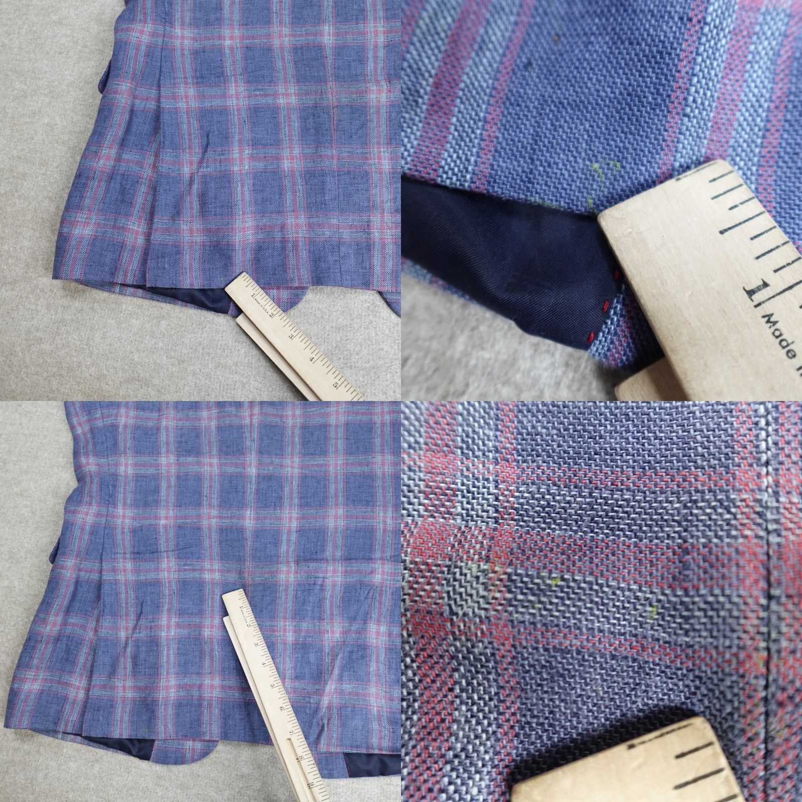 Tommy Hilfiger VINTAGE Tommy Hilfiger Sport Coat Jacket 40L Blue Plaid 100% Linen Women? Mens? Size US XXS / EU 40 - 10 Thumbnail