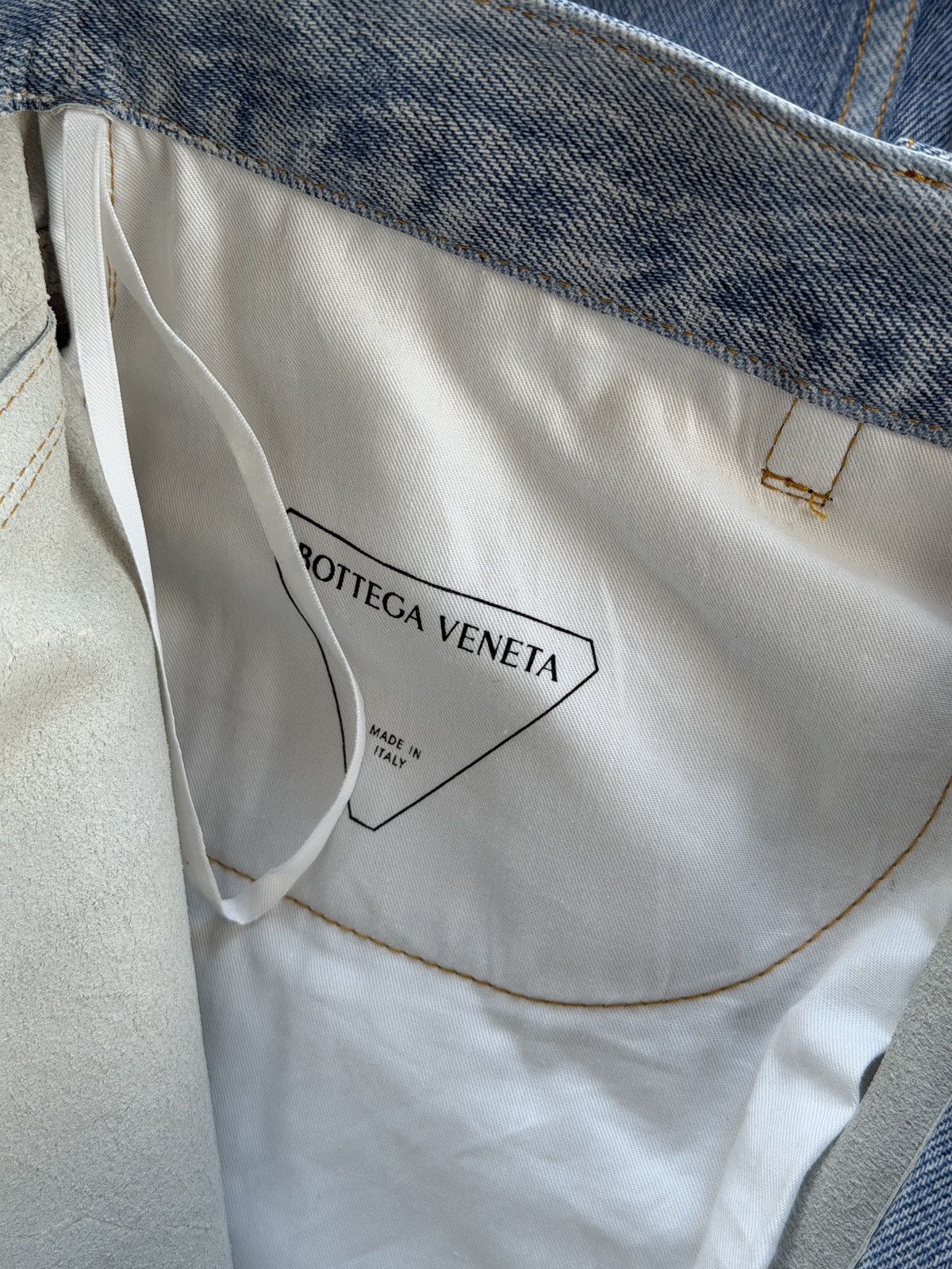 Bottega Veneta BNWT Light Blue Printed Denim Leather Straight Leg Pants 50 Size US 34 / EU 50 - 24 Thumbnail
