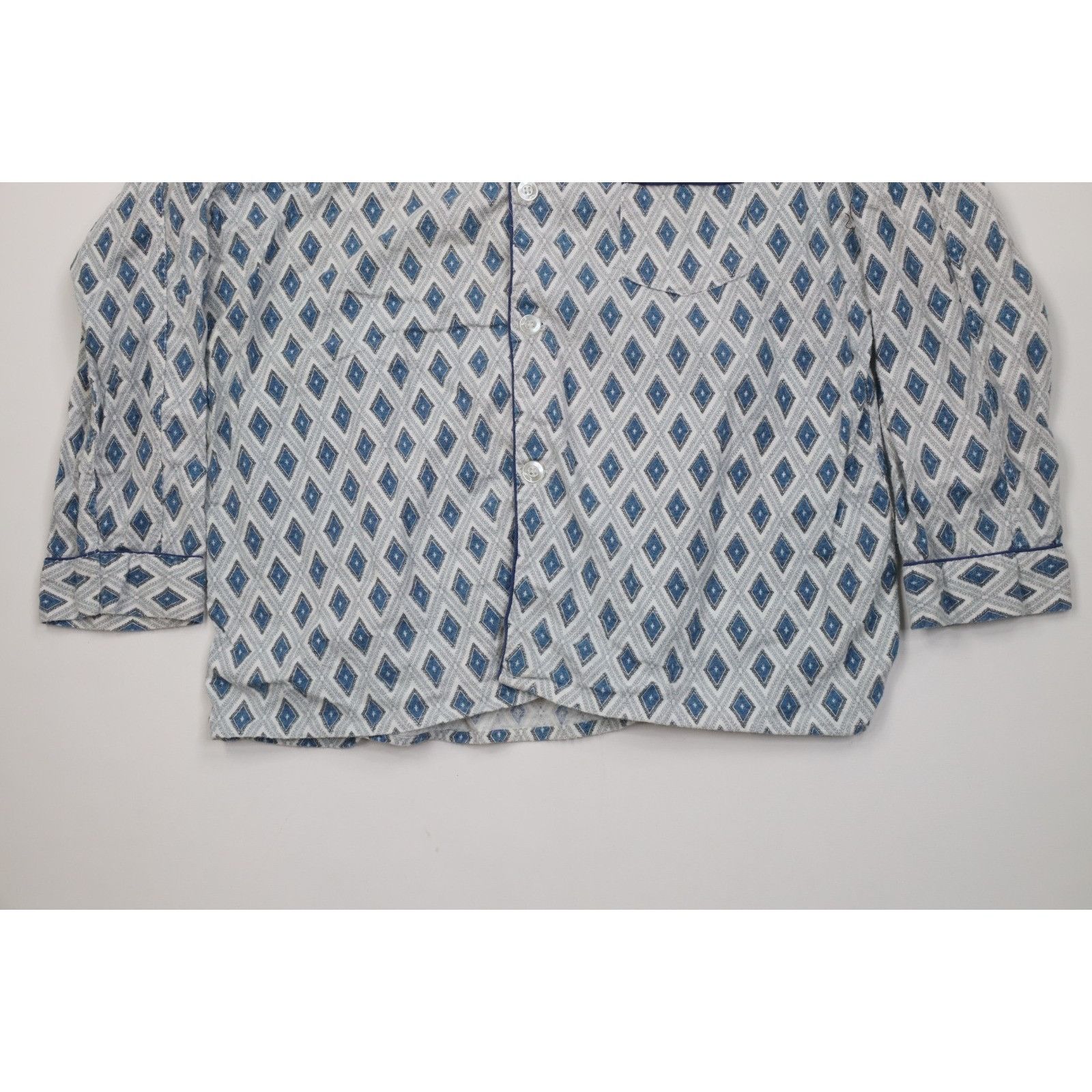 Vintage Vintage 70s Streetwear 2 Piece Flannel Diamond Pajamas Size US L / EU 52-54 / 3 - 3 Thumbnail