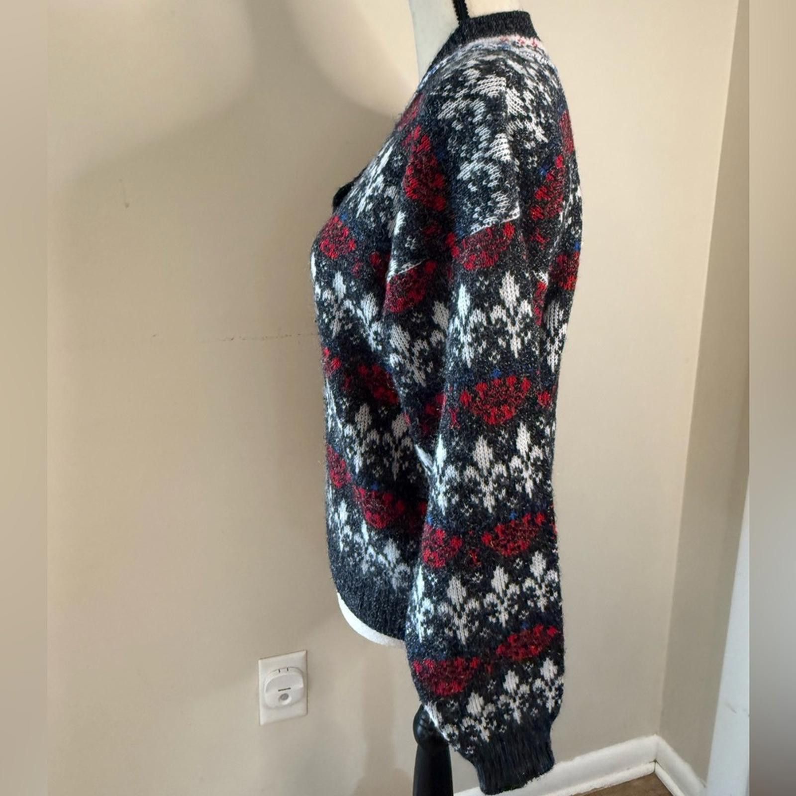 Other Jolle fair isle fuzzy V neck sweater SZ M/L Size M / US 6-8 / IT 42-44 - 3 Thumbnail