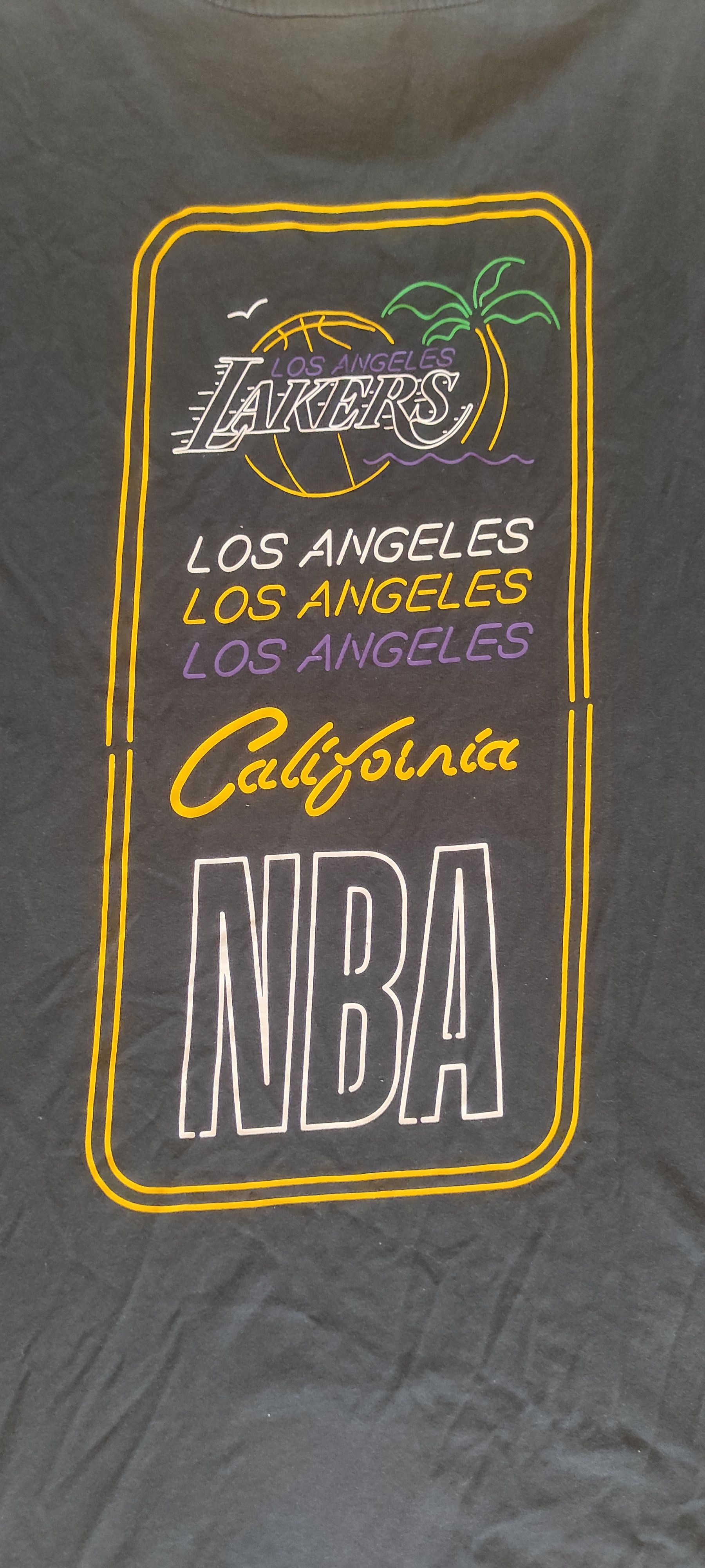 NBA × New Era × Vintage New Era Black NBA Neon Graphic Tee Loslak Blk Men's T-Shirt Size US XL / EU 56 / 4 - 19 Thumbnail
