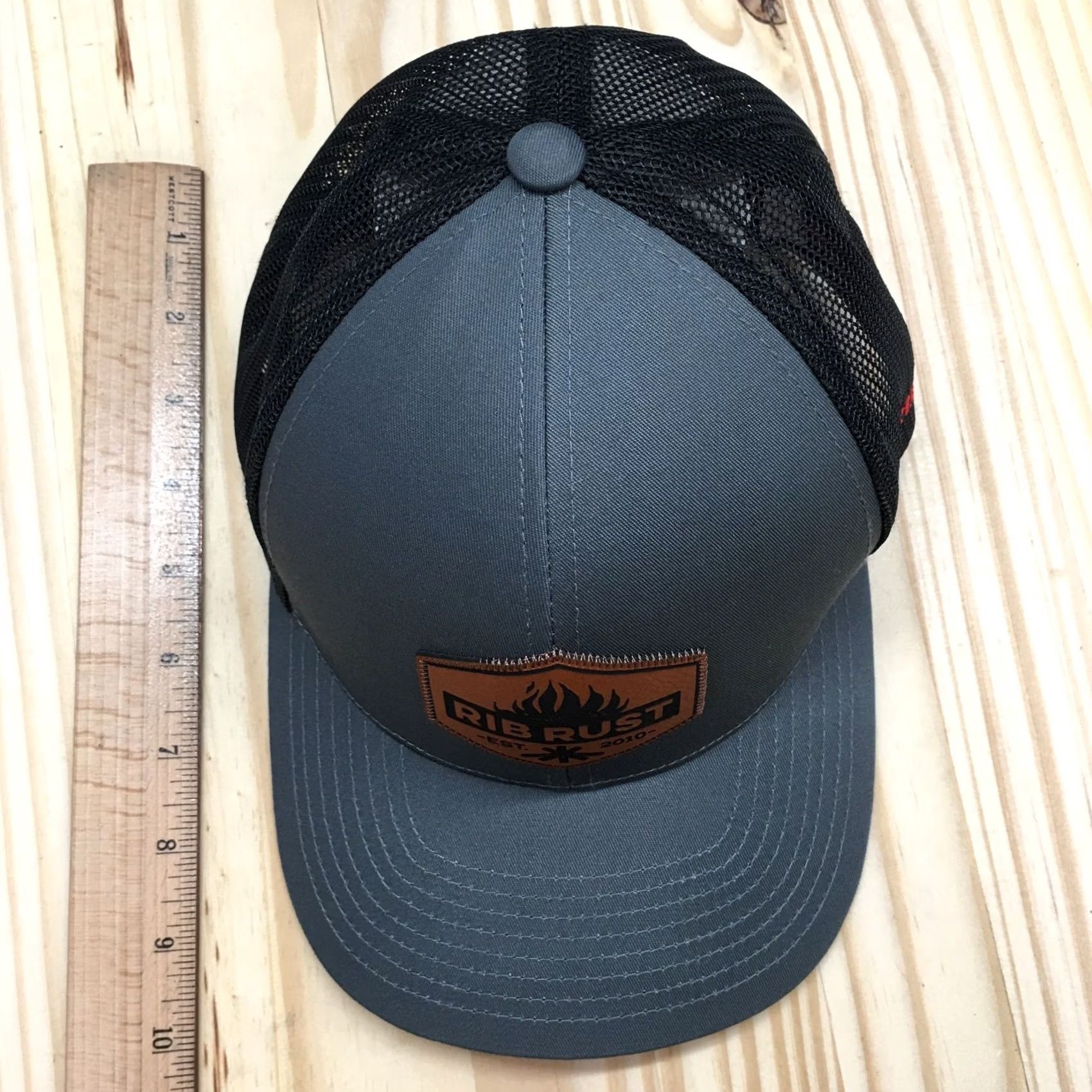 Logo 7 Rib Rust Trucker Hat Unisex Black Gray One Size Curved Brim Embroidered Logo Size ONE SIZE - 4 Thumbnail