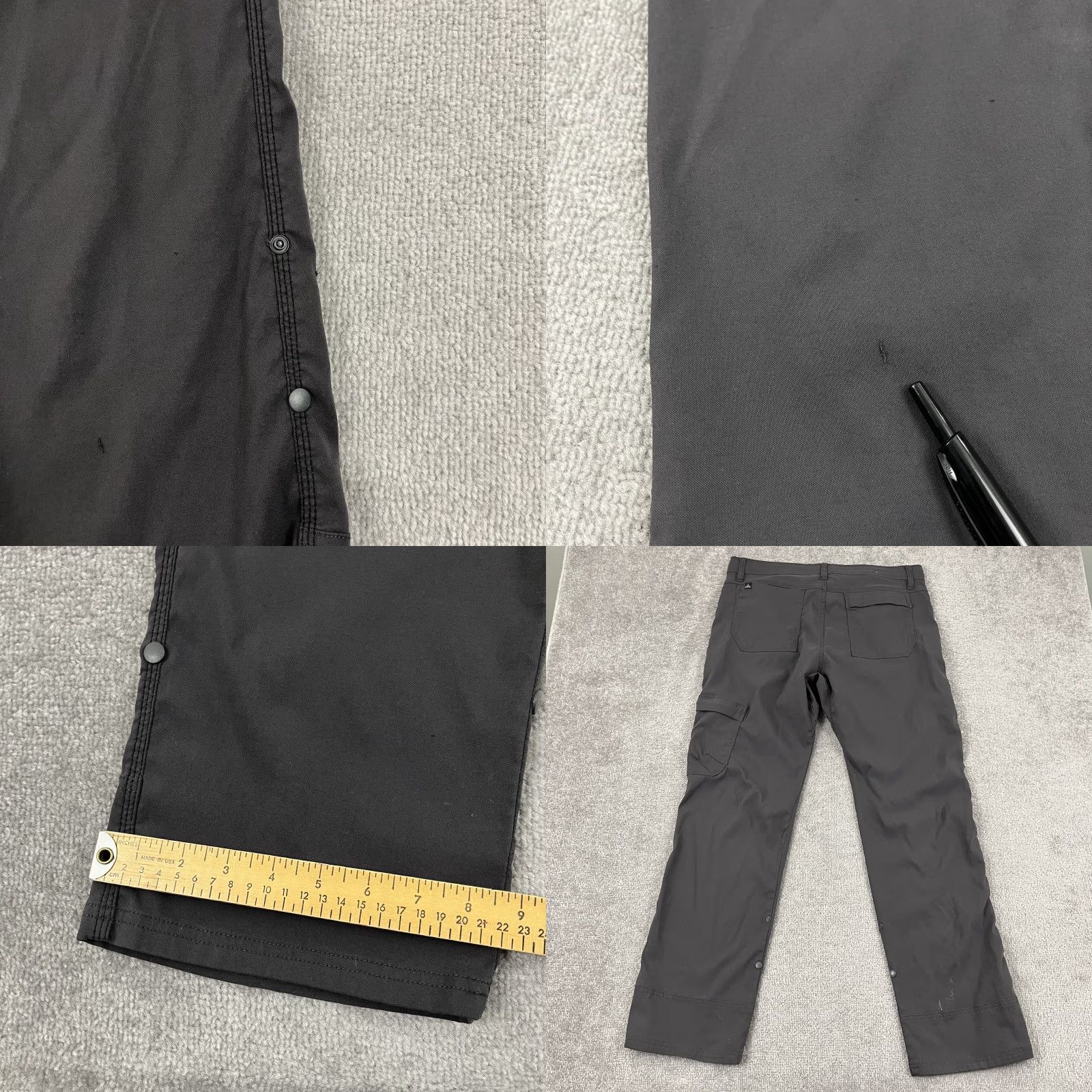 Prana Prana Pants Mens 34 x 31 Gray Belted Stretch Hiking Trekking Trail Roll Up Size US 34 / EU 50 - 8 Thumbnail