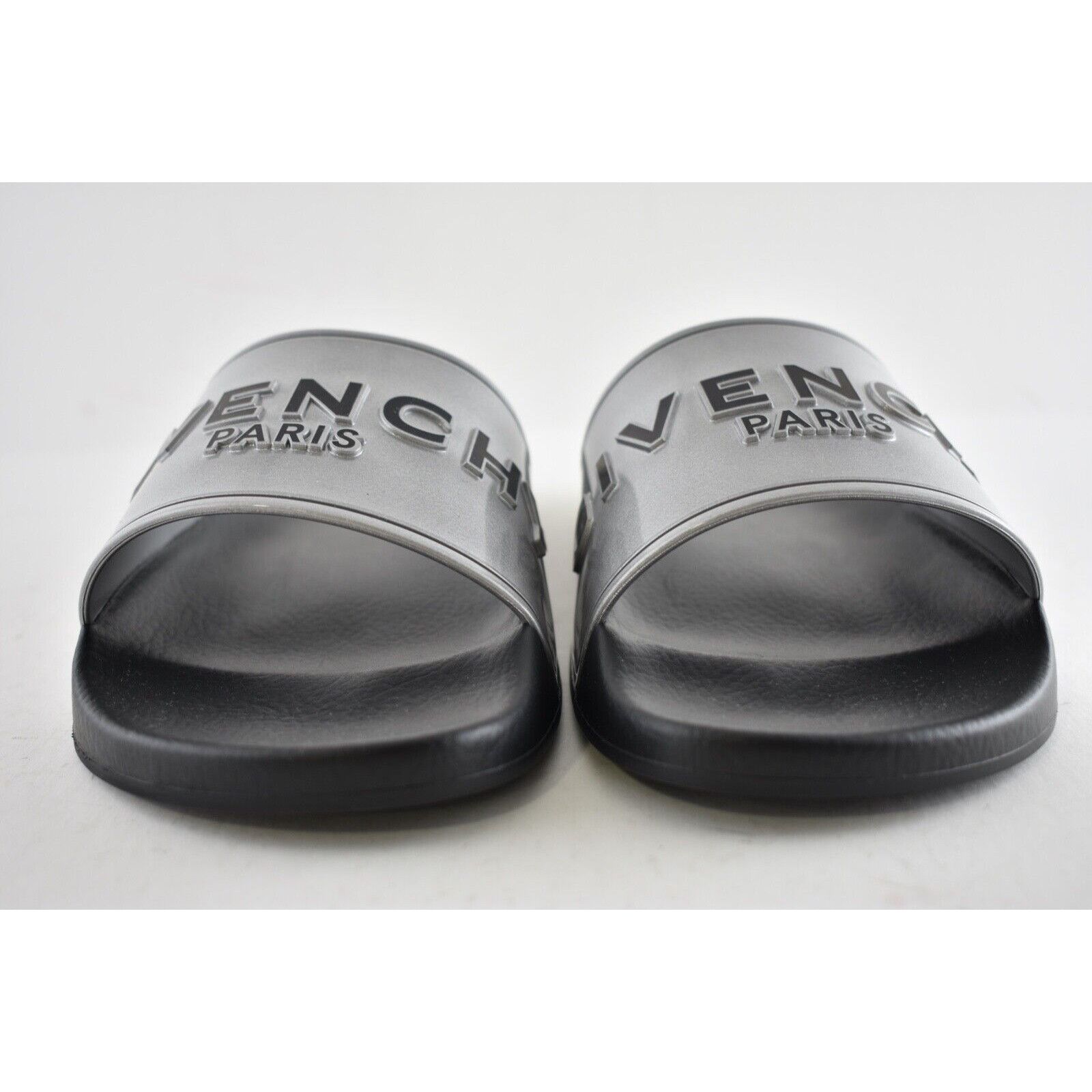 Givenchy Givenchy Silver Rubber Black Logo Print Slide On Pool Sandal Size US 8 / IT 38 - 5 Thumbnail