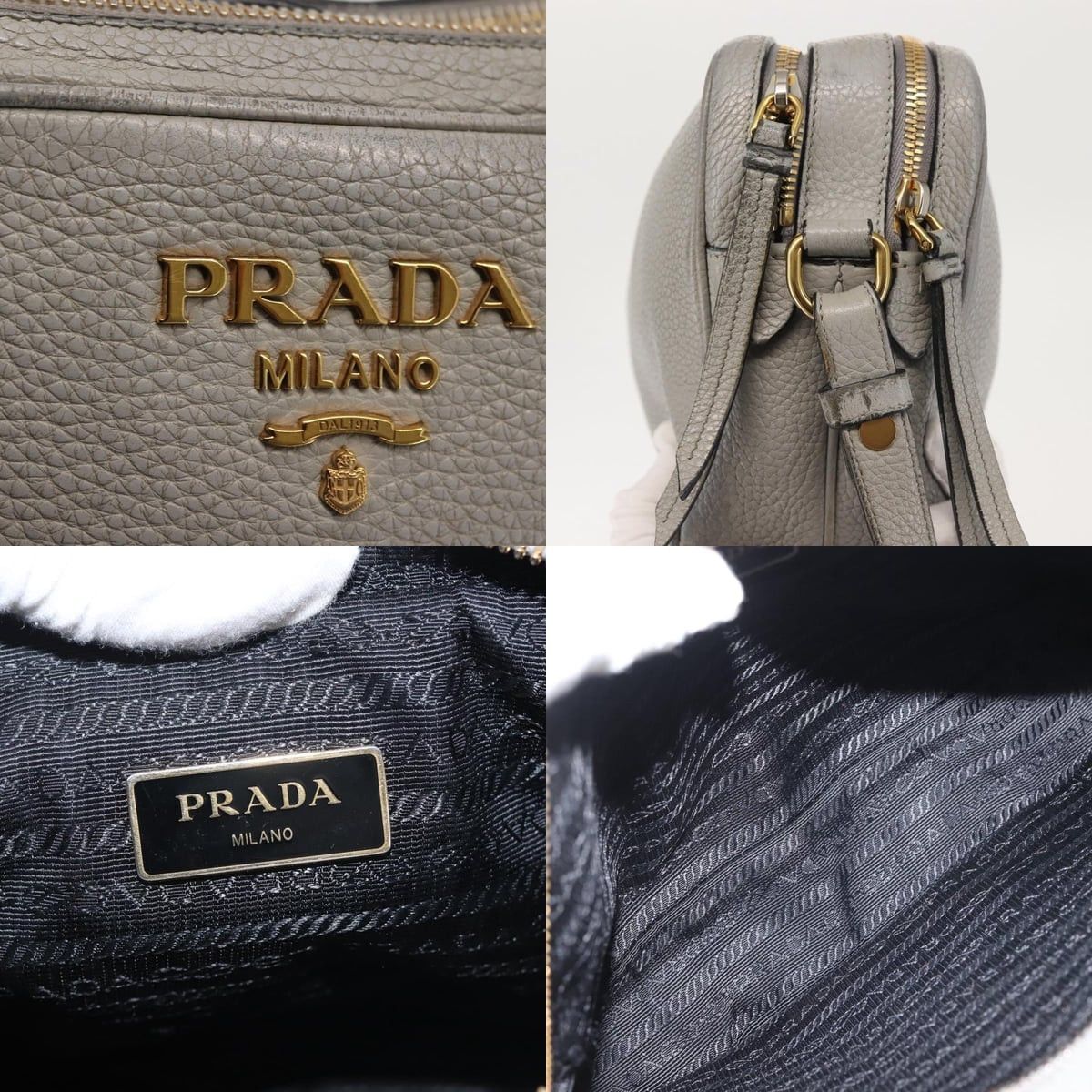 Prada PRADA Shoulder Bag Leather Gray Gold Size ONE SIZE - 11 Thumbnail