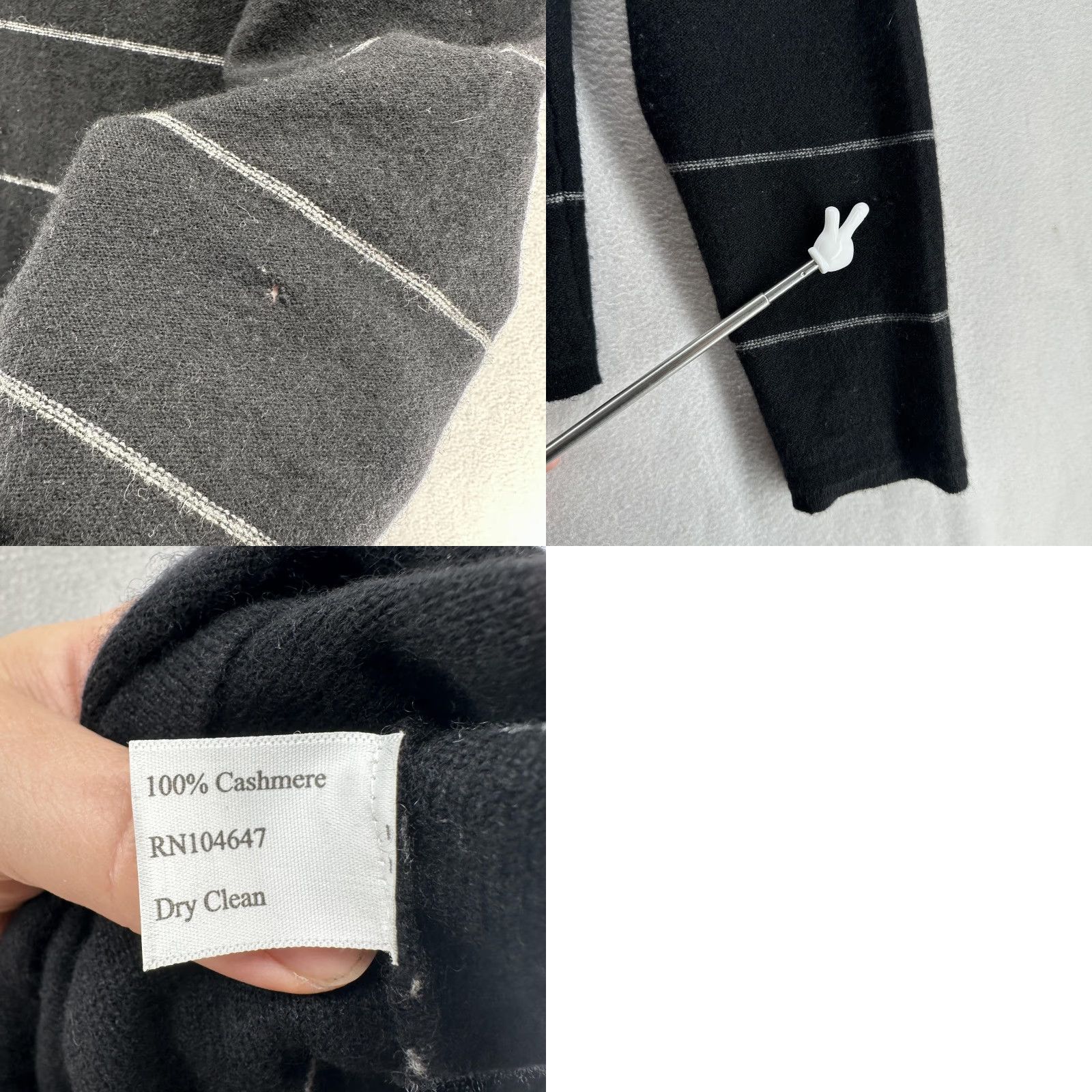 Saks Fifth Avenue Saks Fifth Avenue Cashmere Sweater Mens Large Black Striped V Neck Knit Pullover Size US L / EU 52-54 / 3 - 8 Thumbnail