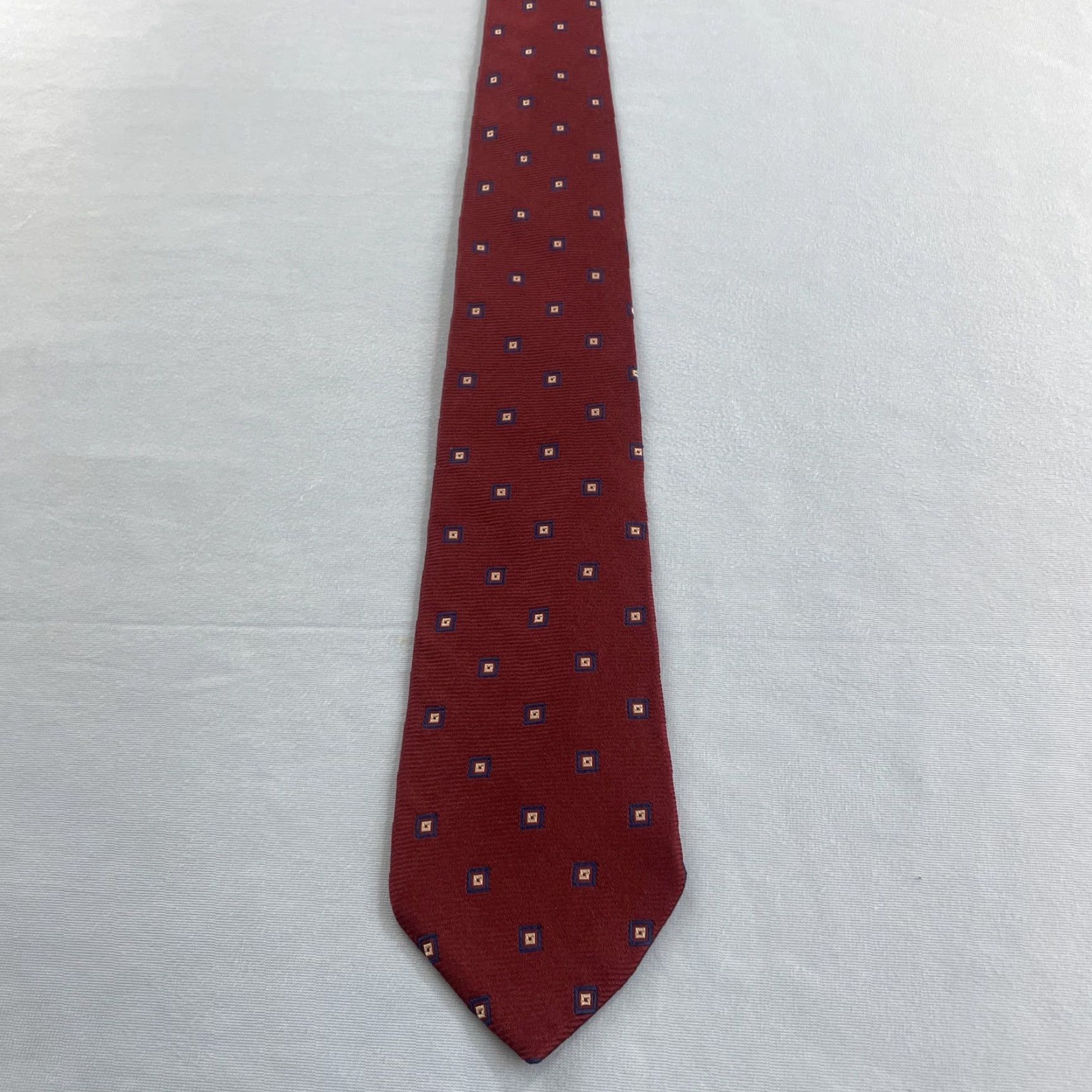 Vintage VINTAGE Don Loper Beverly Hills Neck Tie 60s 70s Red Western Minimal Mob USA Navy Golden Tan Silk Polyester Unisex Adult Size ONE SIZE - 6 Thumbnail