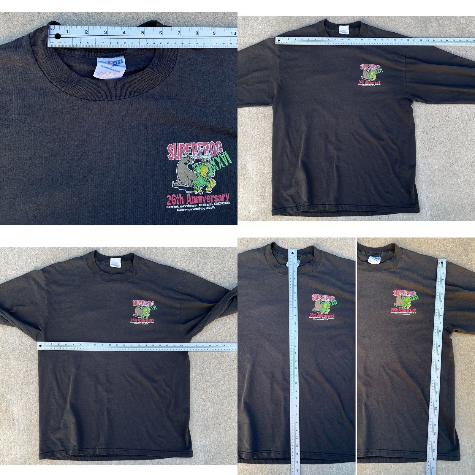 Jerzees VINTAGE Superfrog XVII Triathlon Shirt Mens Large Black 2004 Jerzees Distressed Long Sleeve Graphic Tee Size US L / EU 52-54 / 3 - 11 Thumbnail