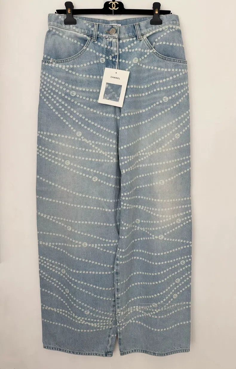 Chanel Chanel Light blue wide-leg trousers and jeans Size 26" / US 2 / IT 38 - 1 Thumbnail
