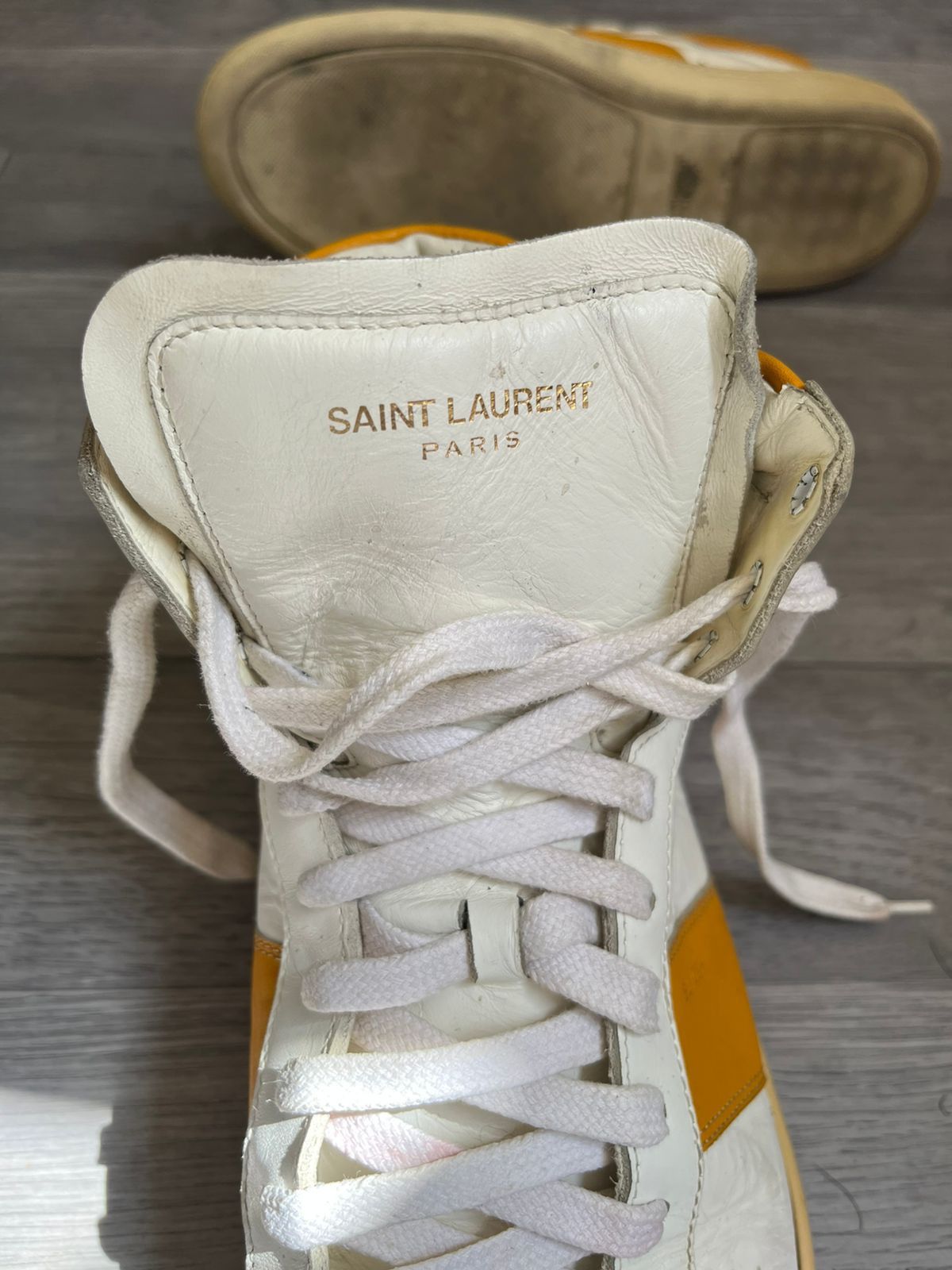 Saint Laurent Paris Saint Laurent SL/02H White Leather Hi-Top Sneakers Sz 43 Size US 10 / EU 43 - 7 Thumbnail
