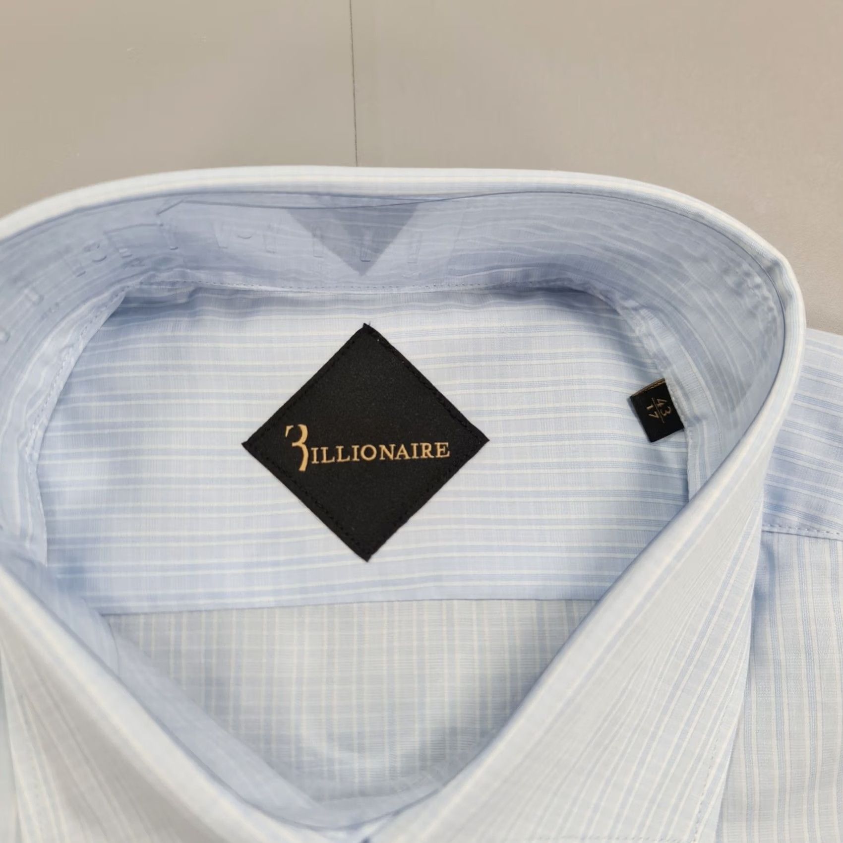 Vintage Billionaire Couture Mens Shirt Light Blue XL 17 Check Cotton Button Up Size US XL / EU 56 / 4 - 3 Thumbnail