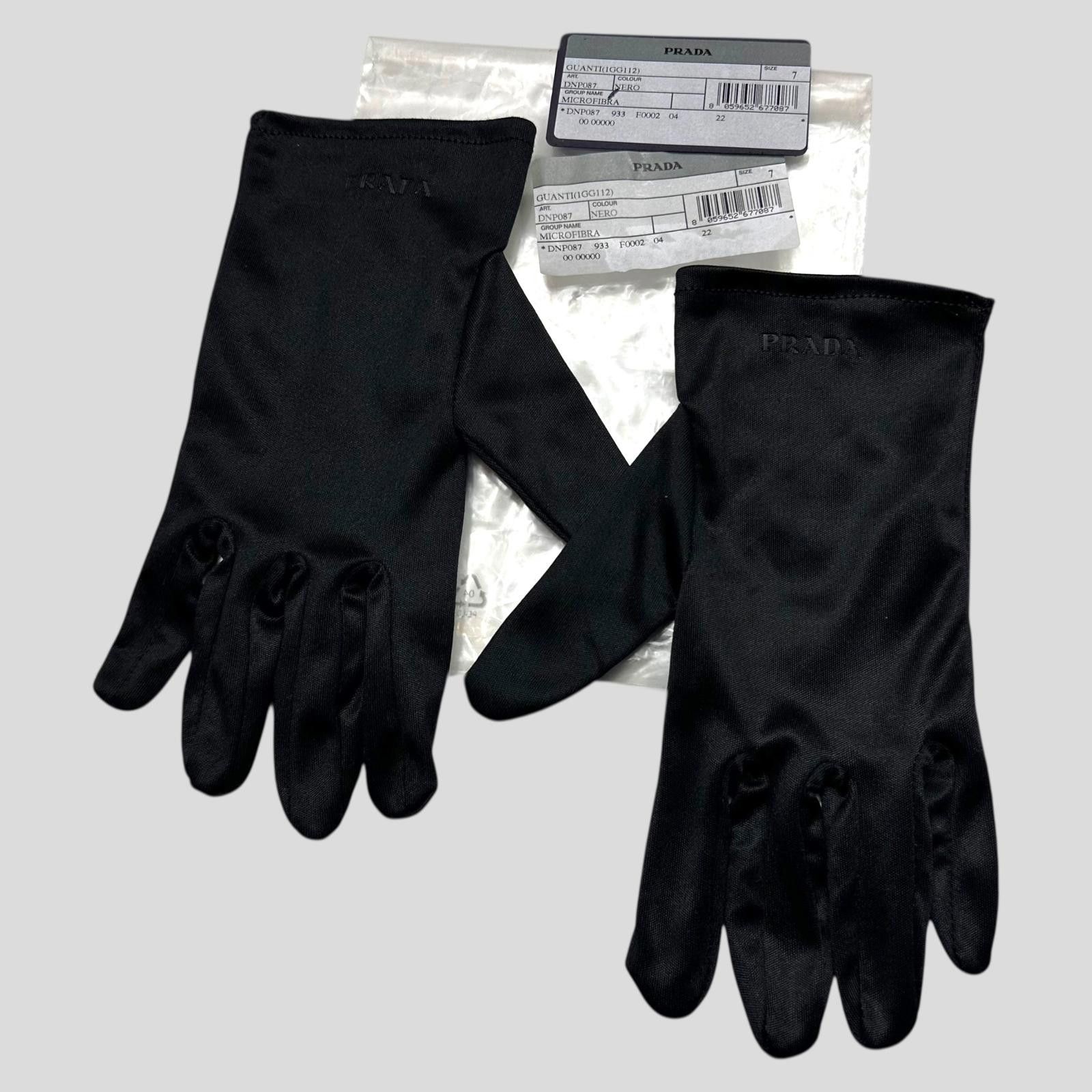 Prada Prada Microfibre Black Embossed Logo Gloves - 6/7 Size ONE SIZE - 2 Thumbnail