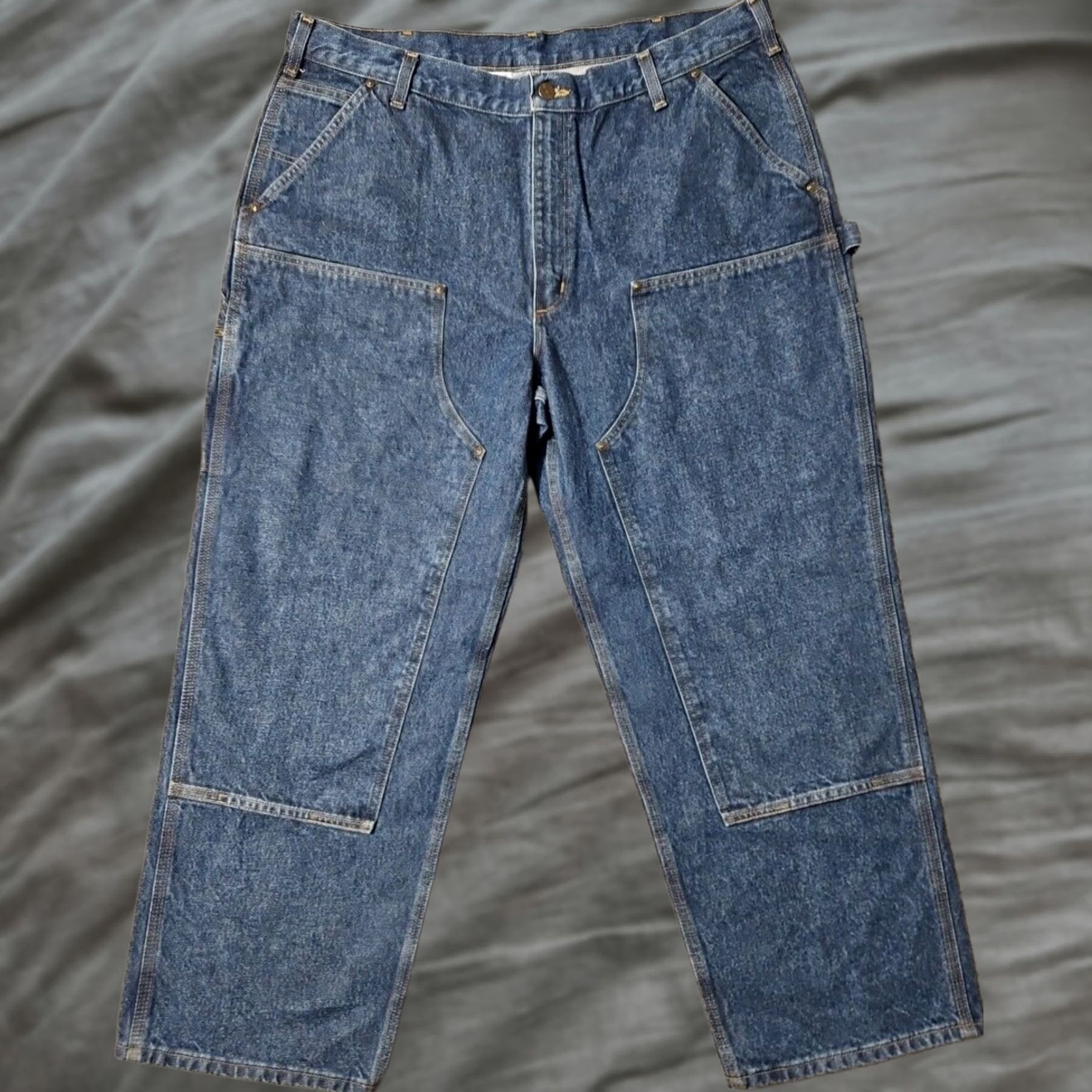 Carhartt VINTAGE Carhartt Jeans Mens Size 40 x 30 Blue Double Knee Logger Medium Wash Denim Y2K Size US 40 / EU 56 - 1 Thumbnail