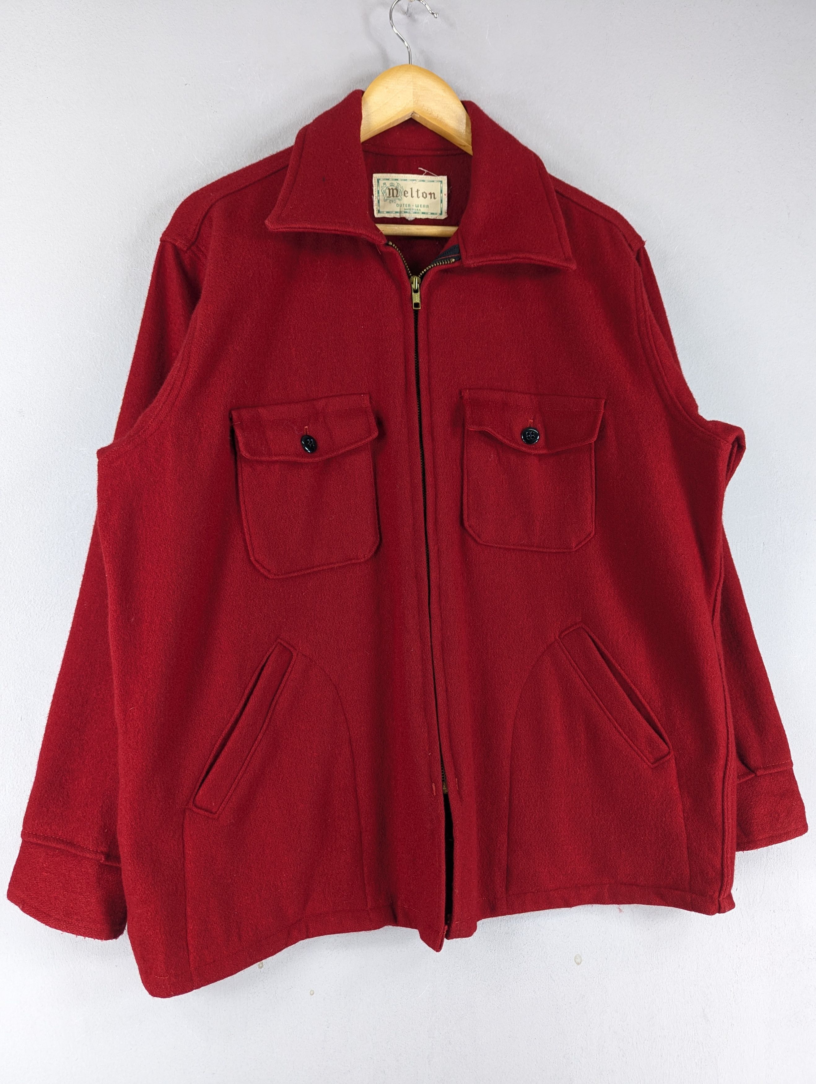 Vintage Vintage 1980s Melton Red Wool Jacket Size US L / EU 52-54 / 3 - 3 Thumbnail